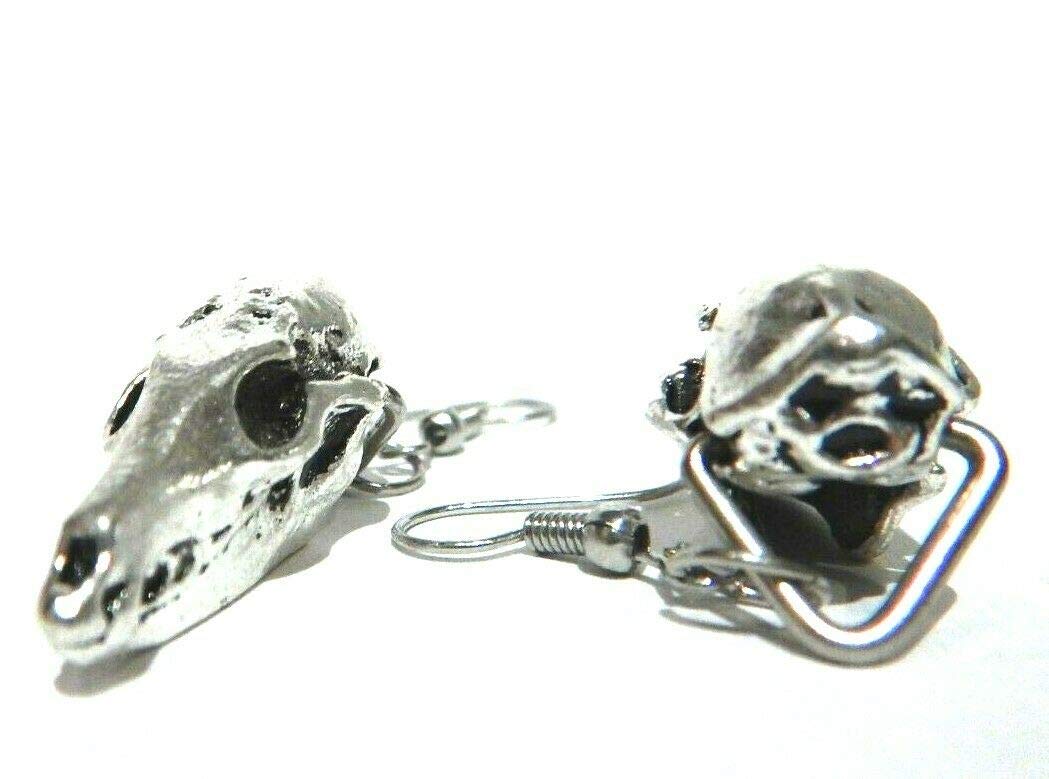 Hypoallergenic Silver Plated Gothic Skull Earrings - Silver Fox, Wolf & Coyote Design for Women | Perfect for Halloween, Goth Fashion & Witchy Aesthetic Jewelry