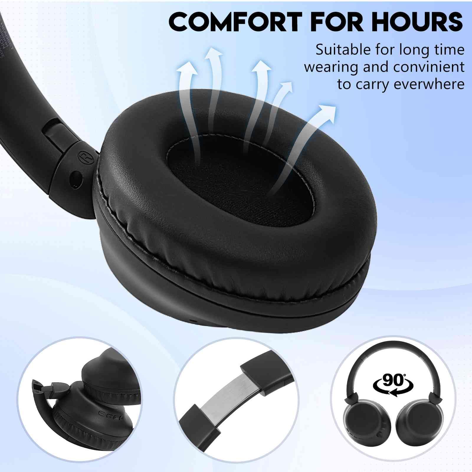 UrbanX Perfect Comfort 955 II Wireless Bluetooth Headphones with Noise Isolation for Alcatel Fierce XL (Windows) – Black, Ideal for Workouts, Commuting, and Home Entertainment