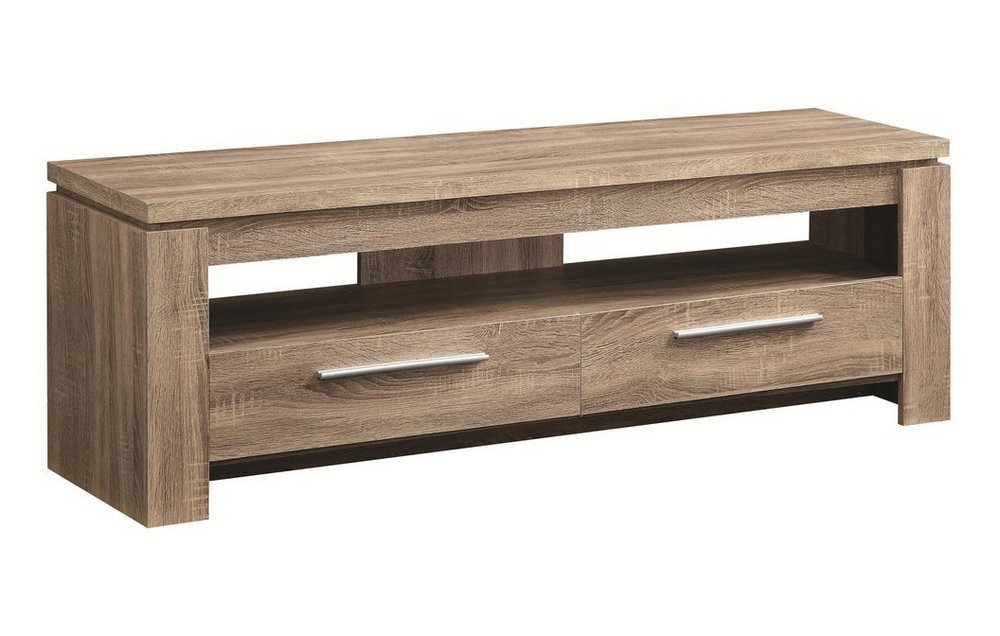 Coaster Home Furnishings 2-Drawer TV Stand Console Table - Weathered Brown Finish - Perfect for Living Room, Bedroom & Home Theater Entertainment Center