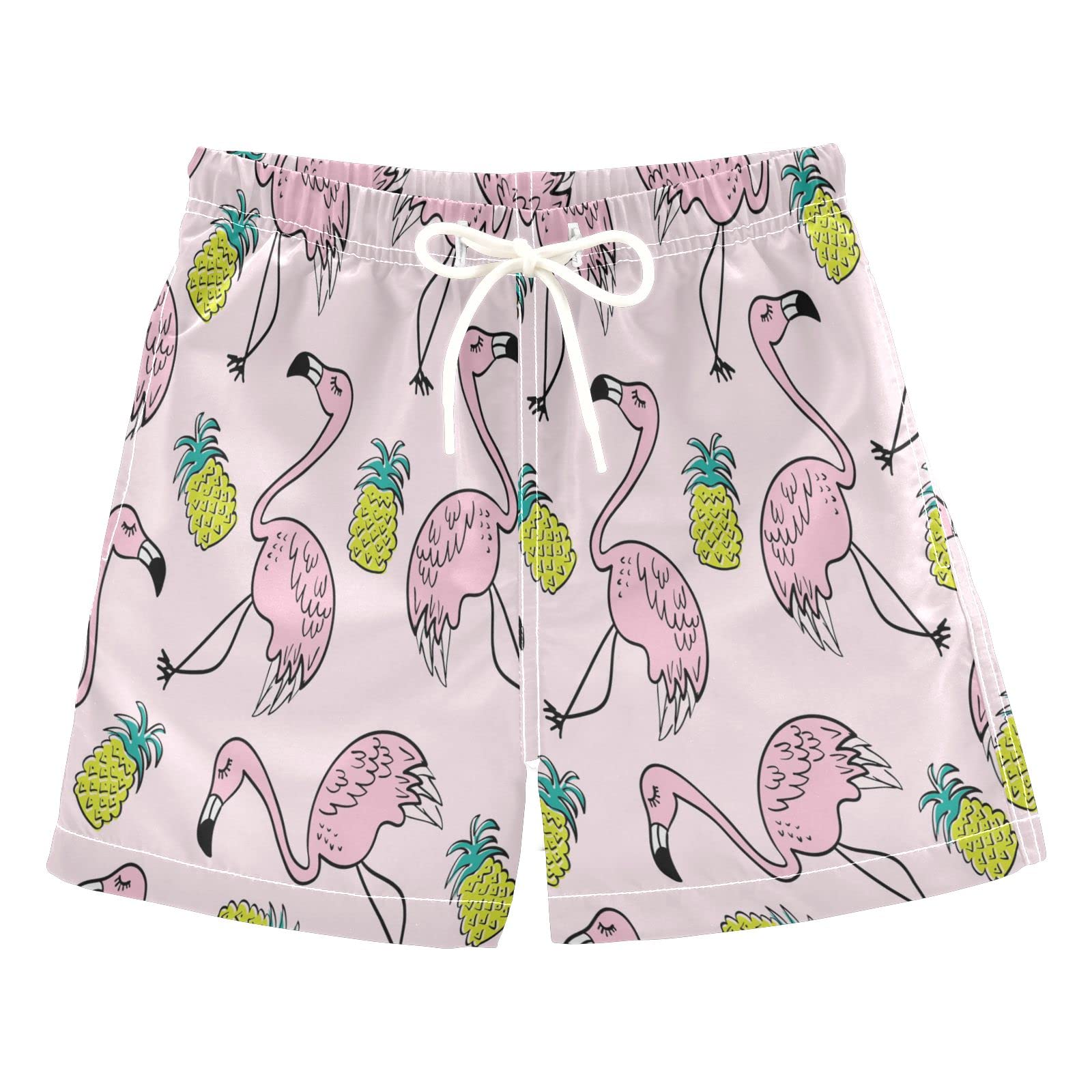 **Flamingo Yellow Pineapple Boys Swim Trunks - Toddler Beach Board Shorts for Kids (2T) - Perfect for Pool, Beach & Summer Water Play**