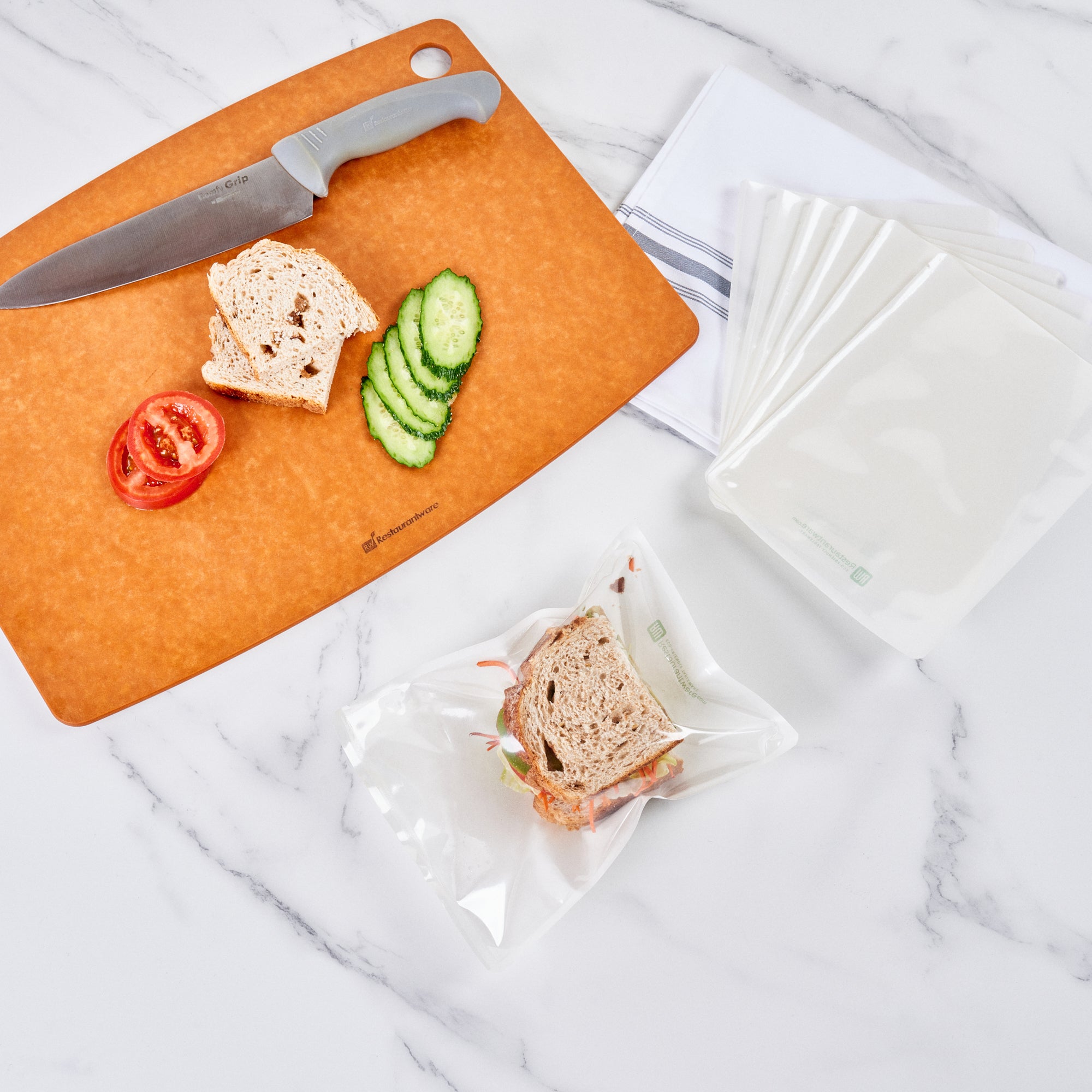 White Plastic Medium Sandwich & Snack Bags - Heat Sealable Food Storage (8.75