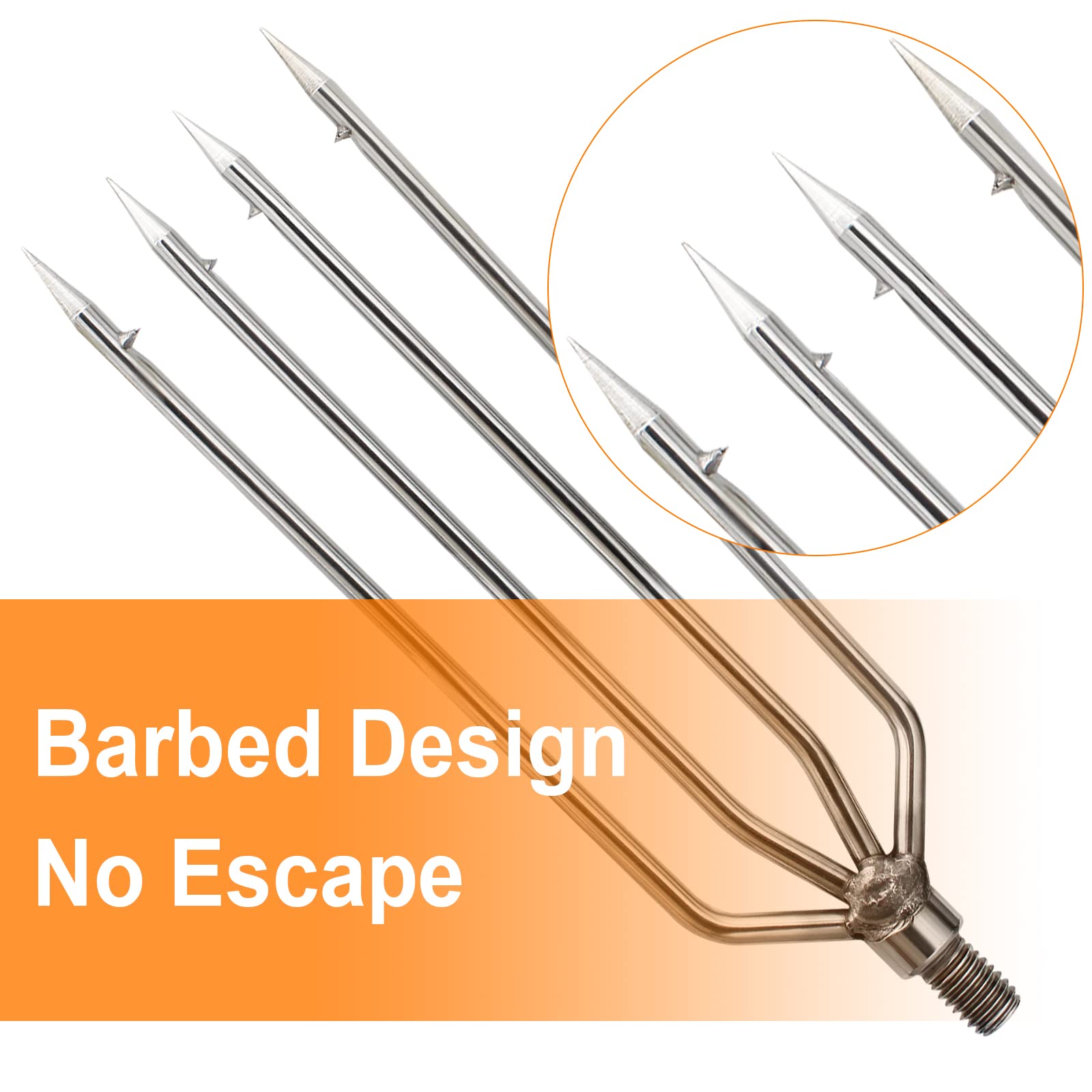 Stainless Steel Fishing Harpoon Spear with Barbed Tip & Aluminum Alloy Rod - 8mm Screw Gaff for Landing Large Fish, Frogs - Perfect for Saltwater Fishing, Spearfishing & Outdoor Adventures