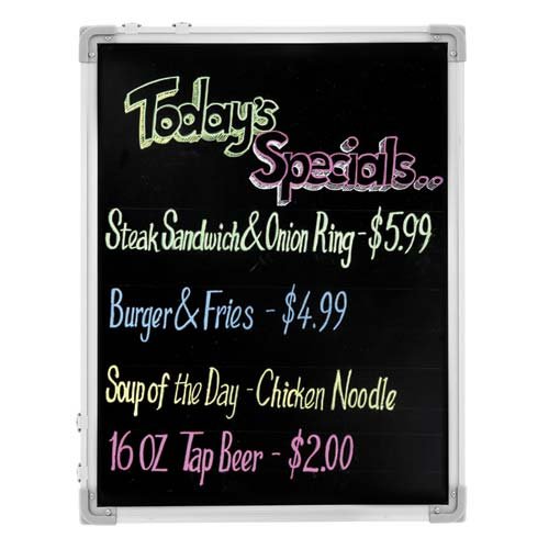 ChefMaster 90030 Black/White Reversible Write-On Board 18x24 Inches - Kitchen Menu Board, Restaurant Specials Sign, Grocery Shopping List & Family Message Center