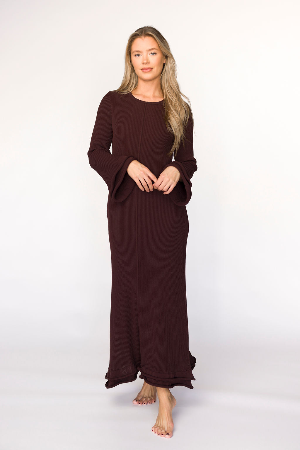 Arlet Maternity Dress in Brown - Bump Friendly & Comfortable for Pregnancy | Perfect for Casual Outings, Baby Showers & Maternity Photos