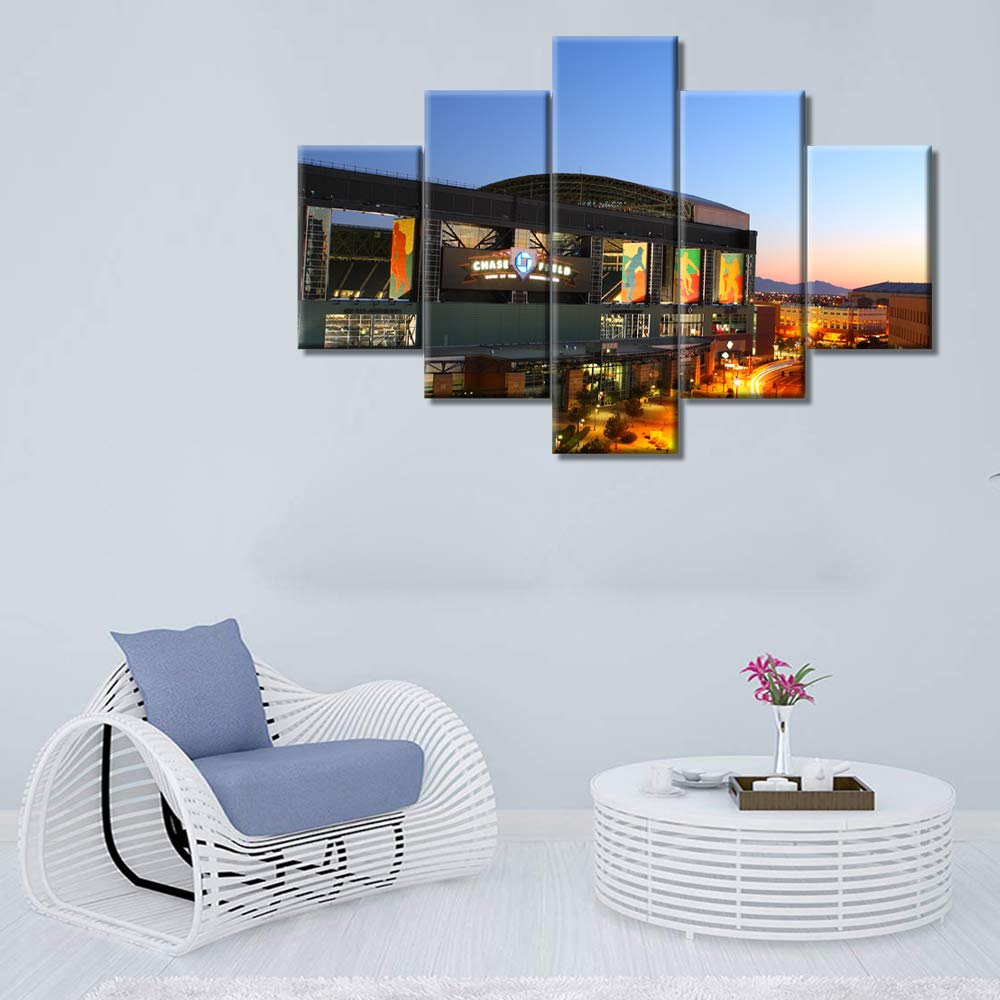 5 Piece Extra Large Baseball Stadium Canvas Wall Art - Framed Ready to Hang Sports Painting Print (60