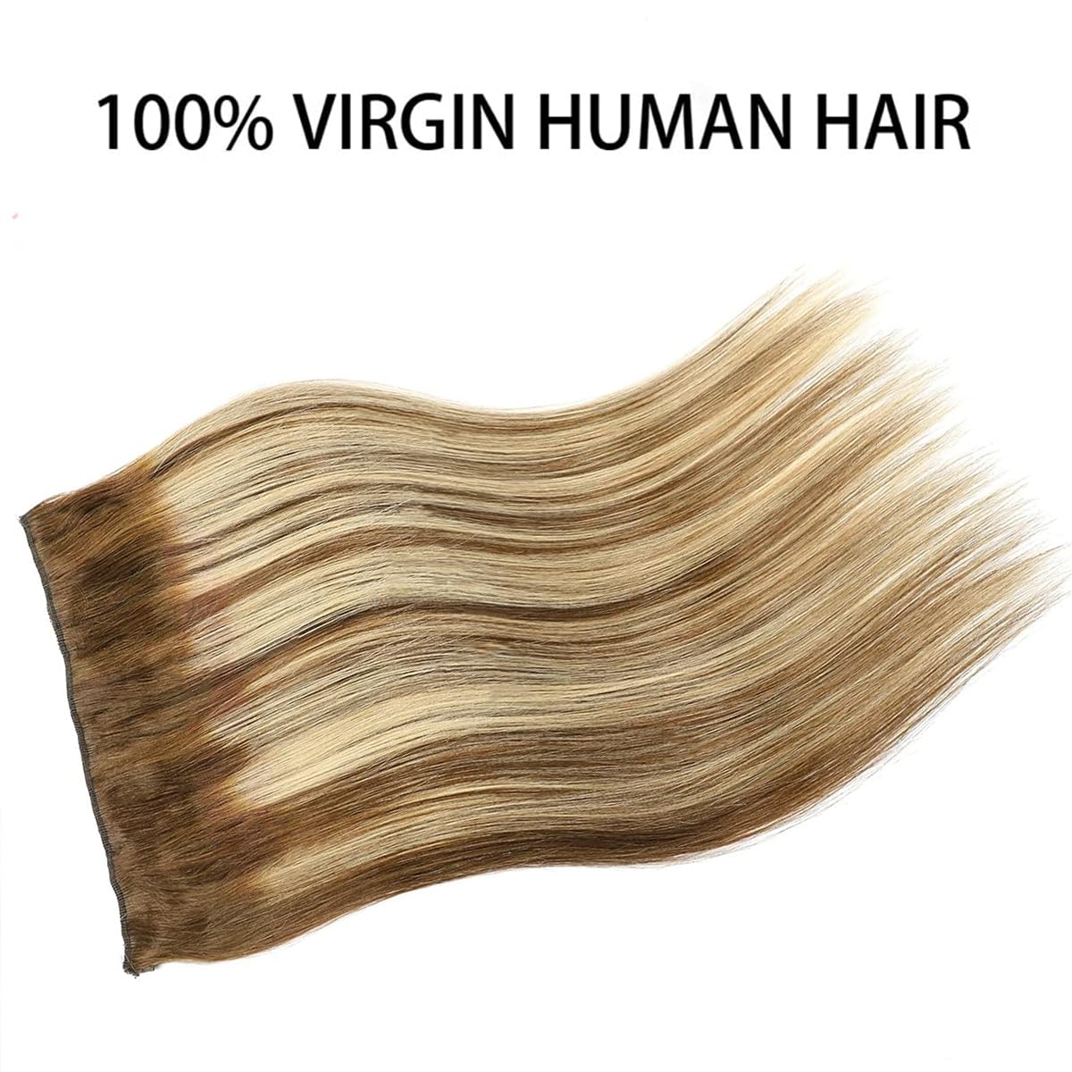RECOOL 20 Inch Real Human Hair Extensions - Balayage Chocolate Brown with Golden Blonde Remy Hair, Invisible Wire Clip-Ins for Straight Hair | Perfect for Parties, Weddings & Daily Styling