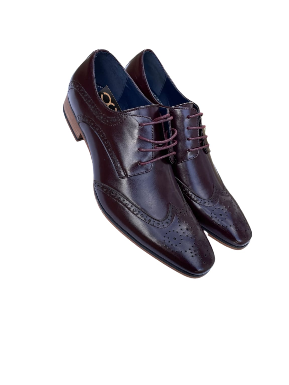 Cavani Conrad Men's Derby Brogue Dress Shoes in Wine Red - Perfect for Formal Events, Weddings & Office Wear