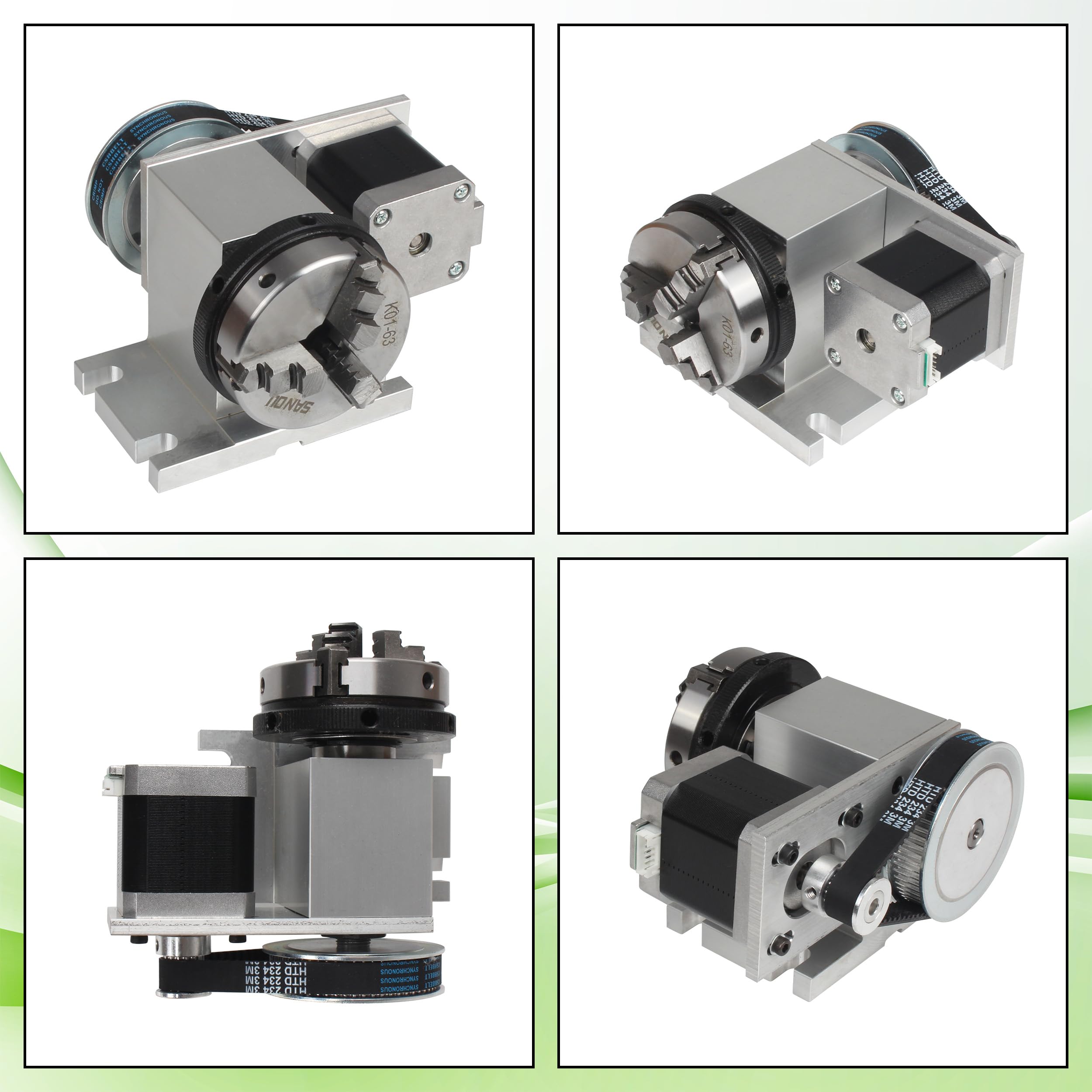 4th Axis CNC Rotary Table with 65mm 3-Jaw Chuck & Nema17 Stepper Motor - 4:1 Reducing Ratio for CNC Milling, Engraving & Woodworking - Includes 54mm Tailstock for Precision Machining (Perfect for DIY Projects, Metalworking & CNC Router Upgrades)