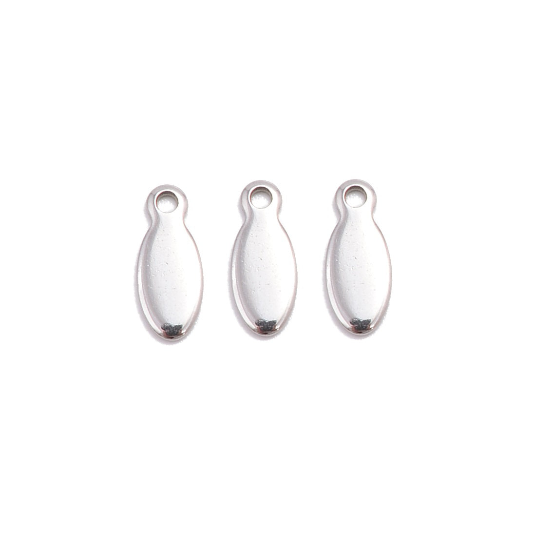 304 Stainless Steel Oval Blank Stamping Charm Tags - 3x10mm (120 Pieces) for Jewelry Making, DIY Crafts, Keychains & Gift Tags - Perfect for Beading, Scrapbooking & Handmade Accessories