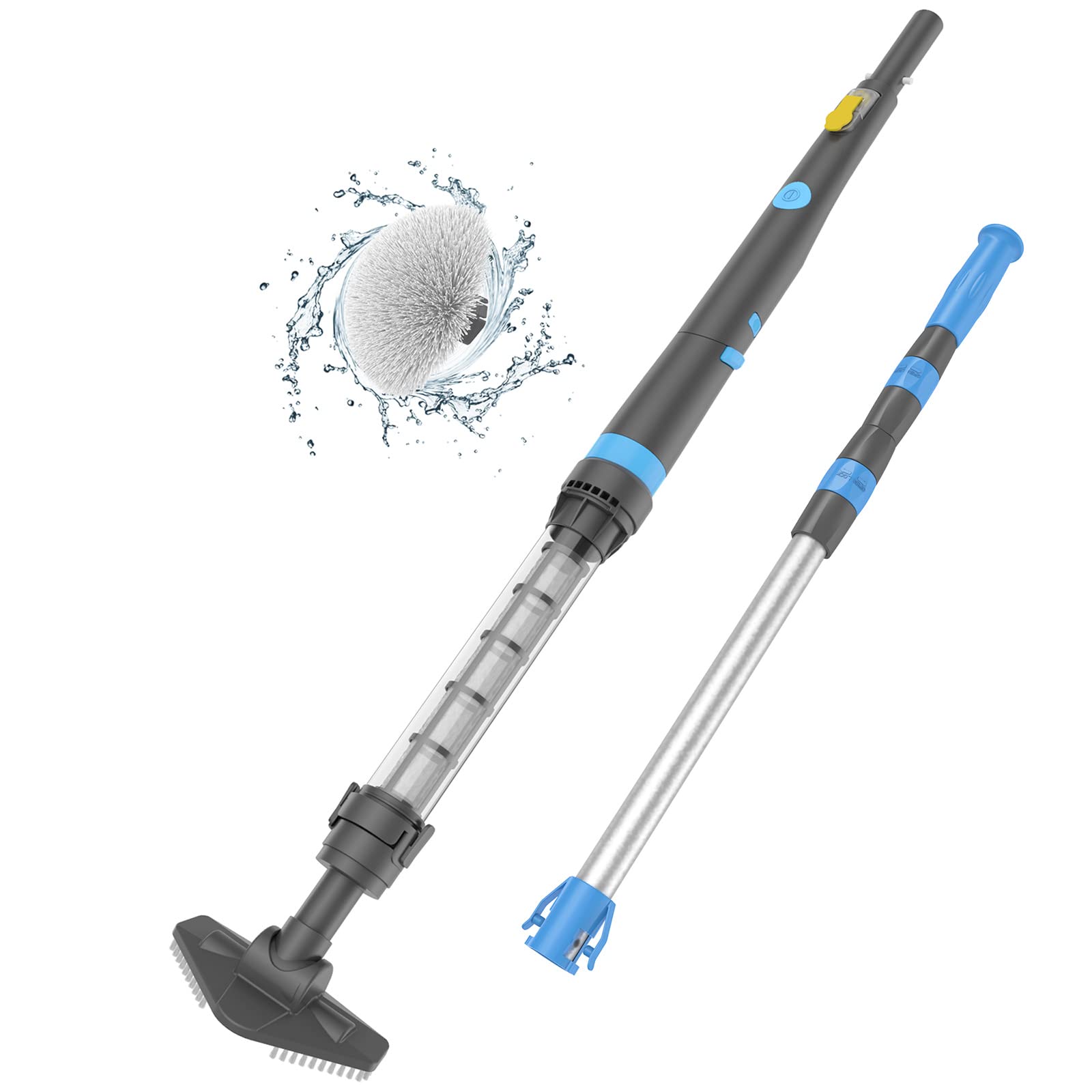 Electric Pool Vacuum Cleaner with Round Brush - Multi-Functional Automatic Pool Cleaner for Above Ground Pools, Hot Tubs, Spas & Inground Steps | Perfect for Waterline Cleaning & Pool Maintenance