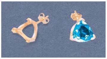 Sterling Silver or 14K Gold Prong Earring Settings - 4mm & 10mm Trillion Vee Set (2 Pieces) for Jewelry Making - Perfect for DIY Earrings, Bridal Jewelry, and Gift Giving