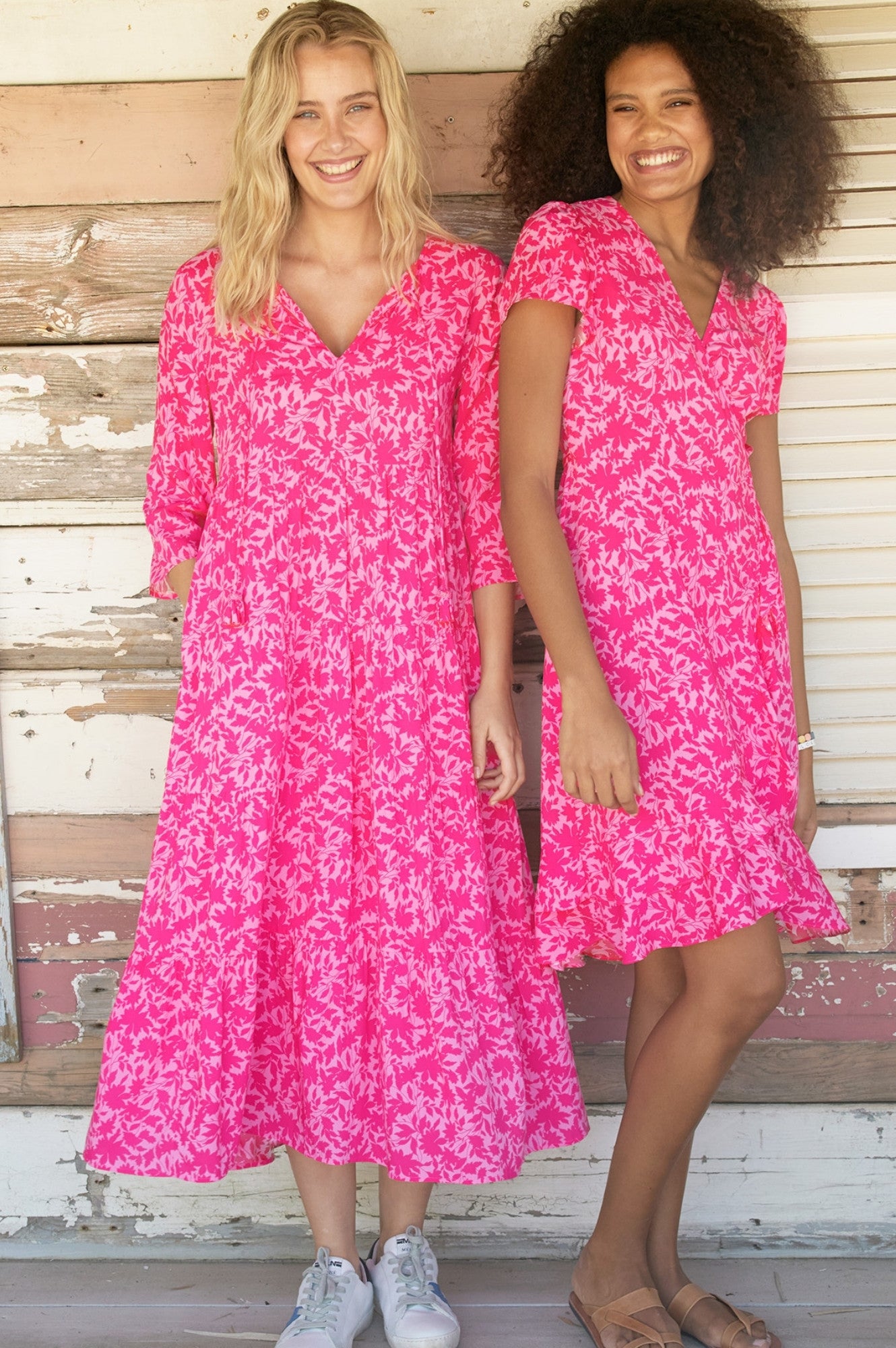 Emma EcoVero™ Midi Dress - Sustainable Pink Floral Summer Dress for Women | Perfect for Beach Vacations, Garden Parties & Casual Outings