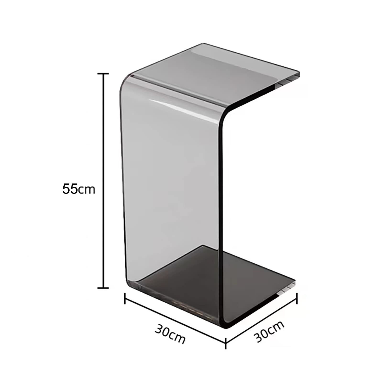 Clear Acrylic End Table with Rounded Edges - 55CM Modern Waterfall Side Table for Living Room, Bedroom Nightstand & Entryway Console | Stylish Occasional Table for Home Decor, Office & Dorm Room