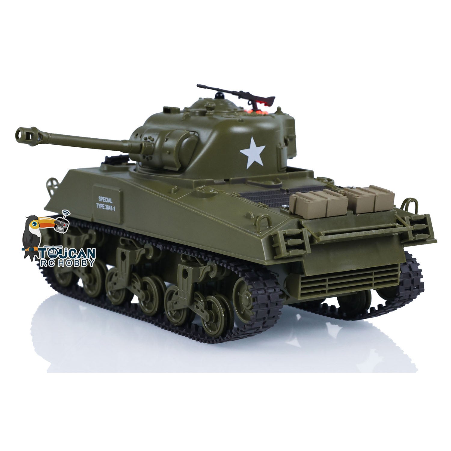 Heng Long 1/30 Scale Plastic RC Battle Tank - Remote Control Panzer Sherman M4A3 3841-01 with 2.4G Infrared Combat System (US Stock) - Perfect for Military Enthusiasts, Collectors & RC Hobbyists