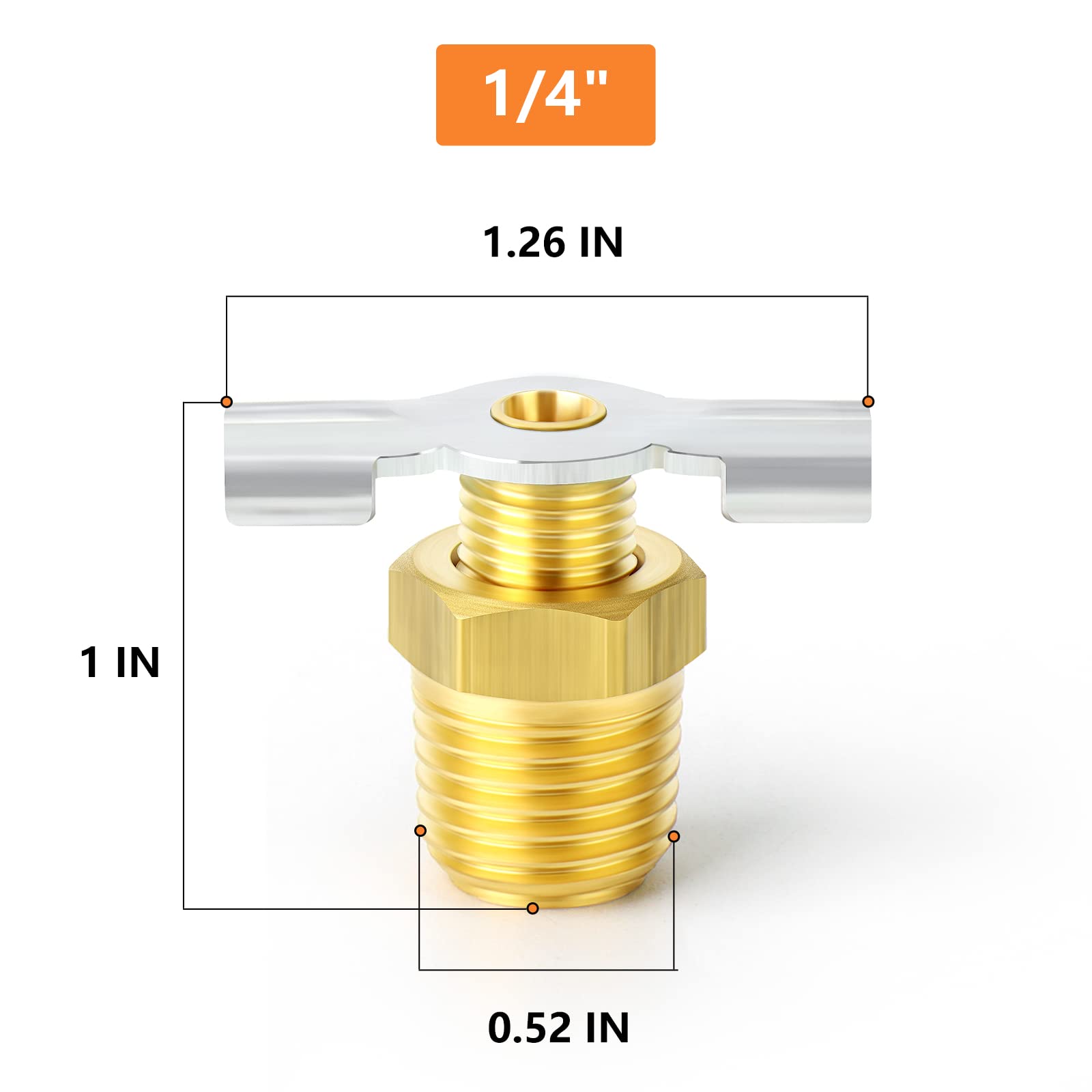 4PCS Brass 1/4