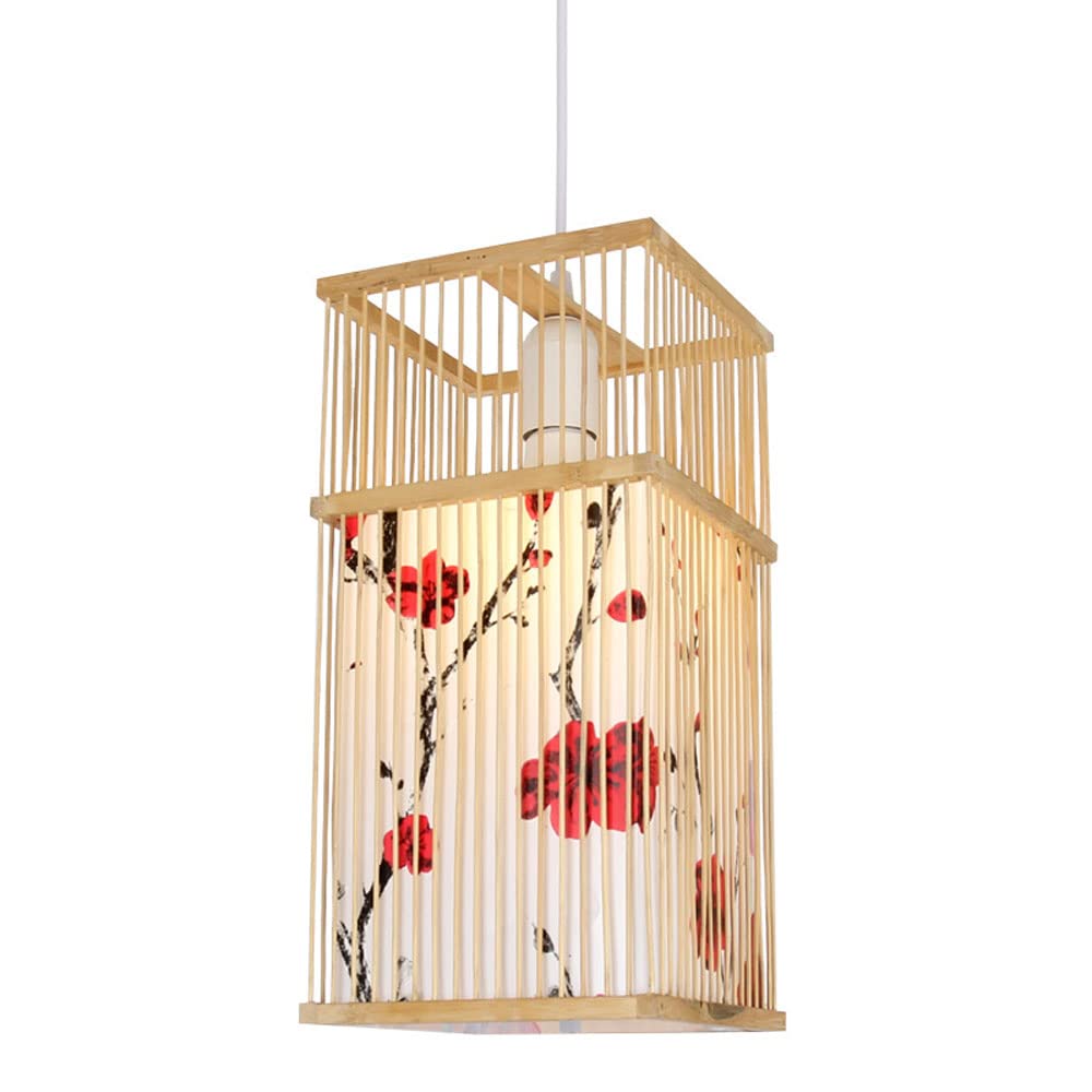 Natural Wicker Single Light Hanging Lamp - Adjustable Rattan Pendant Light with Bamboo Chandelier Design for Dining Room, Restaurant, Hallway & Corridor | Boho Home Decor, Farmhouse Lighting, Coastal Ceiling Fixture