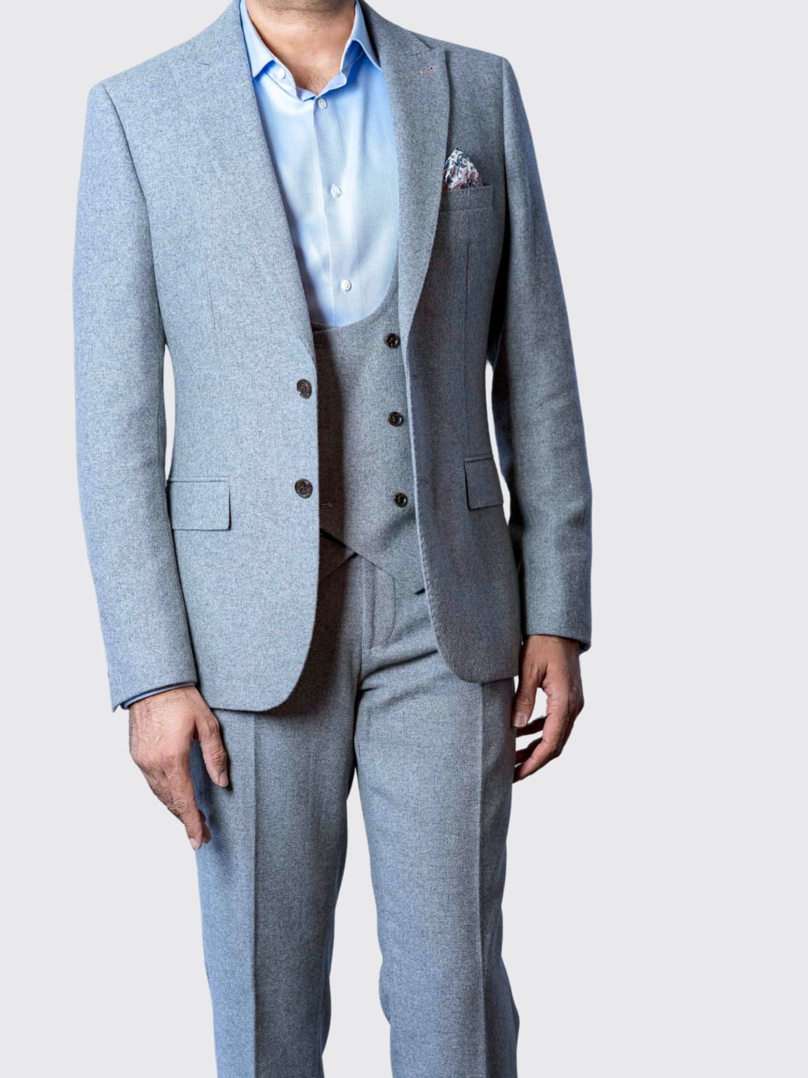 Harry Brown Ralph Grey Flannel Blazer for Men - Classic Slim Fit Single Breasted Business Casual Jacket - Perfect for Office Wear, Weddings & Formal Events