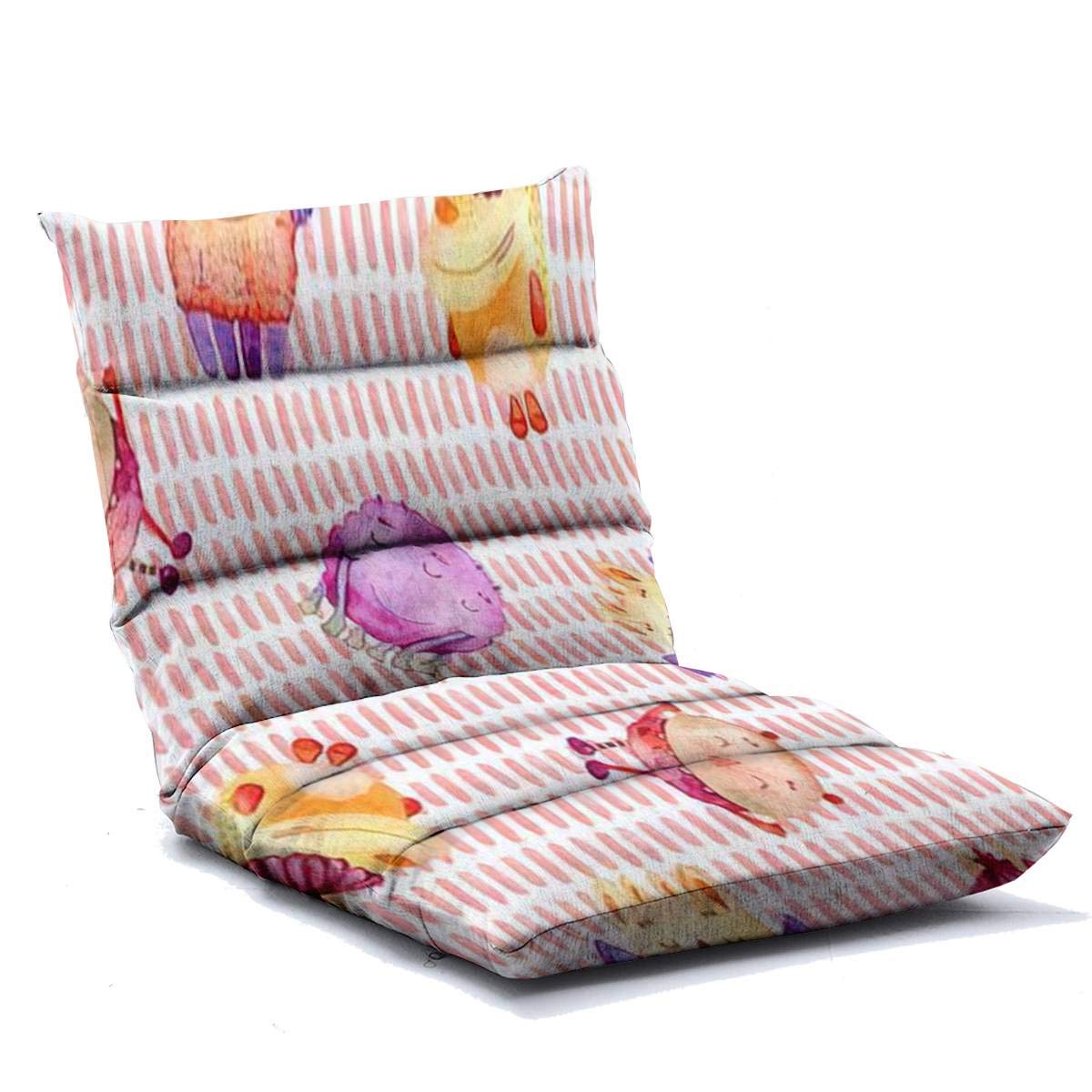 Adjustable Memory Foam Floor Lounger Chair - Watercolor Cartoon Monster Design - Foldable Floor Sofa for Adults - Perfect for Home, Office, Reading, Watching TV & Gaming