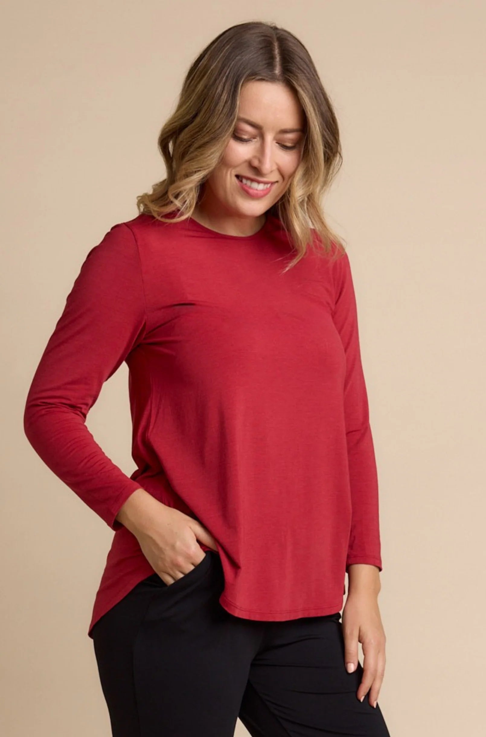 Tani Cara Long Sleeve Marle Top for Women - Soft Cotton Blend Casual Shirt - Perfect for Work, Date Night & Everyday Wear