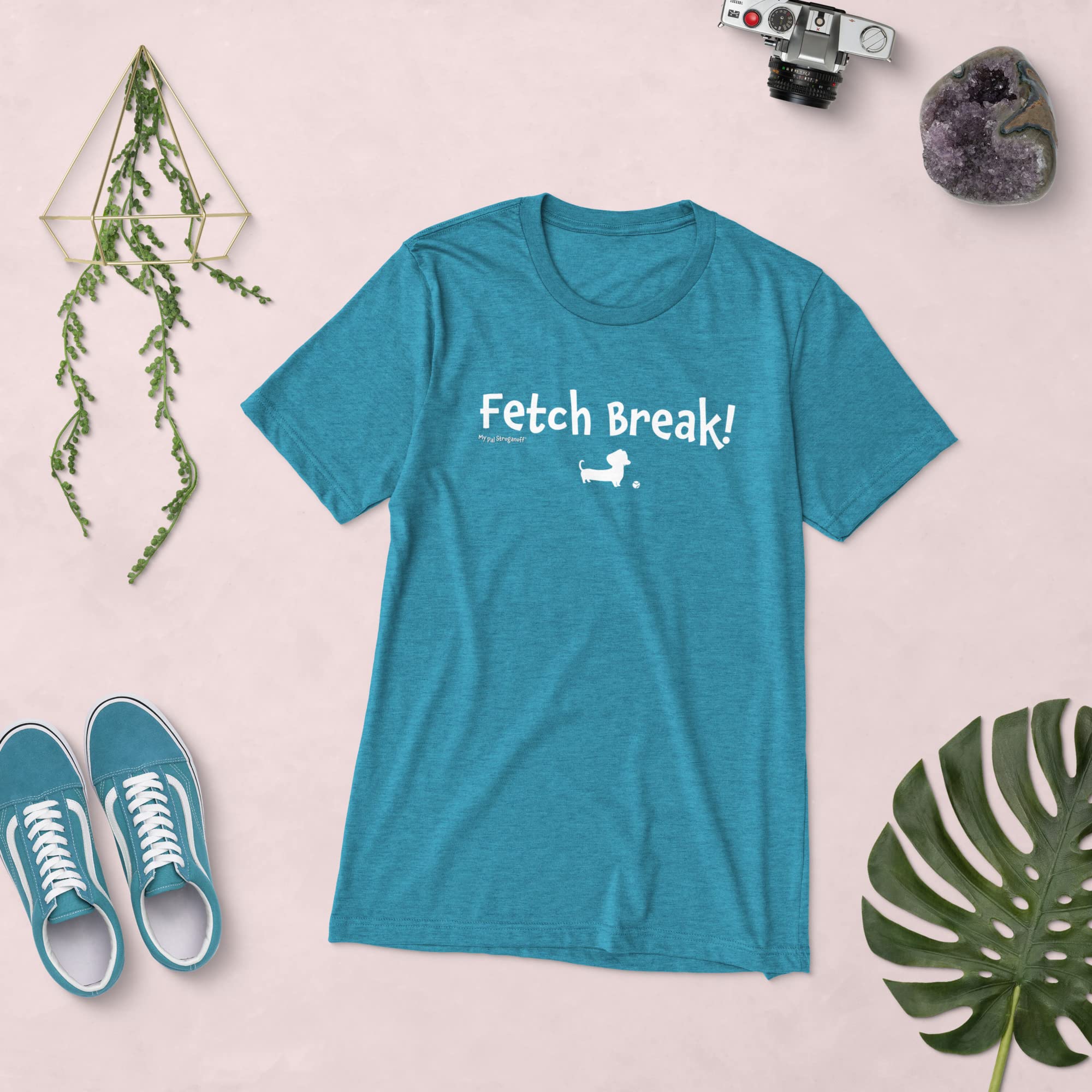 Premium Tri-Blend T-Shirt with 'Fetch Break!' Text & Cute Dachshund Design - Comfortable Casual Wear for Dog Lovers, Perfect for Weekend Outings & Relaxing at Home