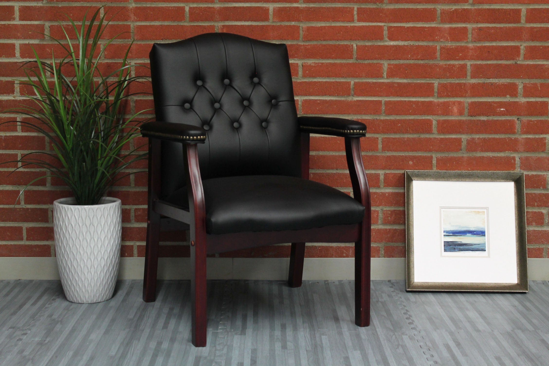 Boss Traditional Hardwood Frame Visitor Chair [B959] - Elegant Office Reception Seating for Guests & Waiting Areas