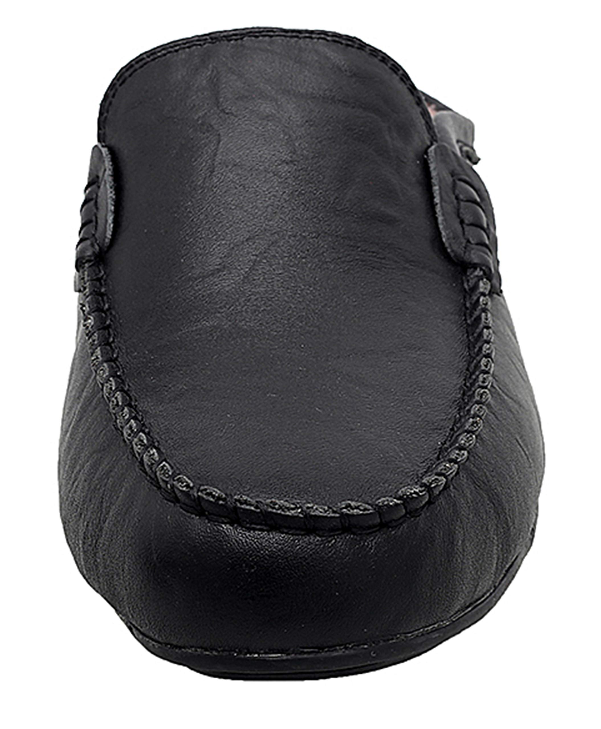 Go Tour Men's Mules Clog Slippers - Breathable Leather Slip-On Loafers with Punching Design for Casual Wear | Perfect for Home, Office & Outdoor Comfort