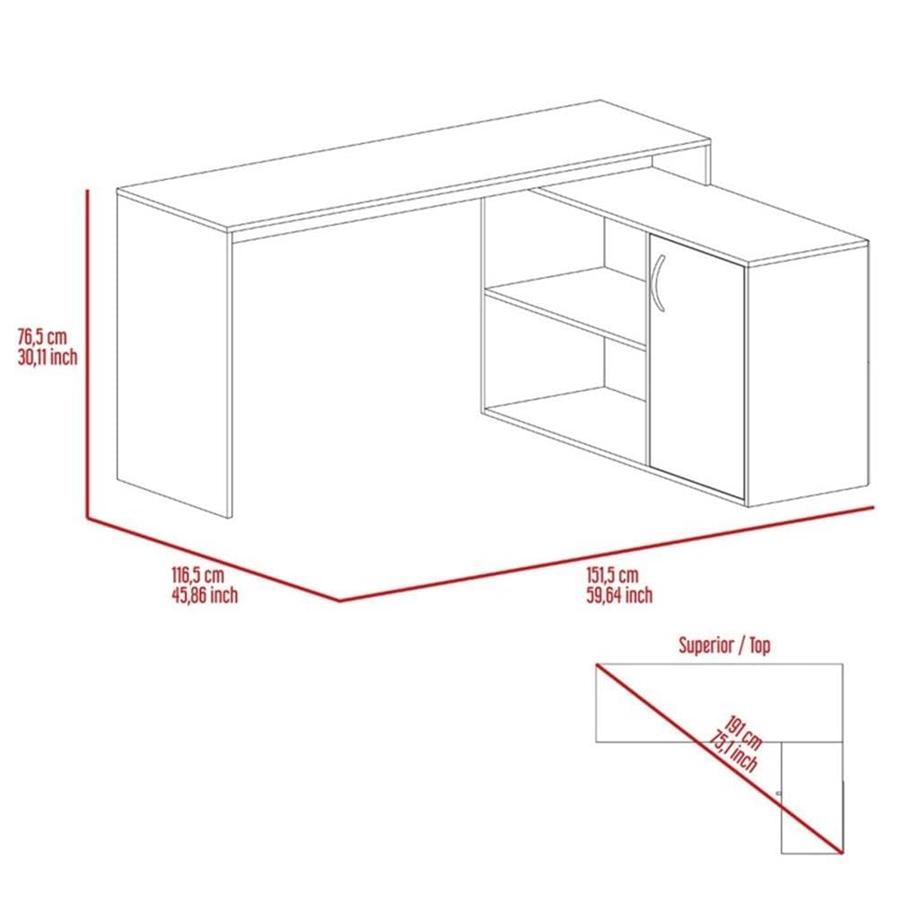 White TUHOME Axis L-Shaped Desk - Engineered Wood for Home Office