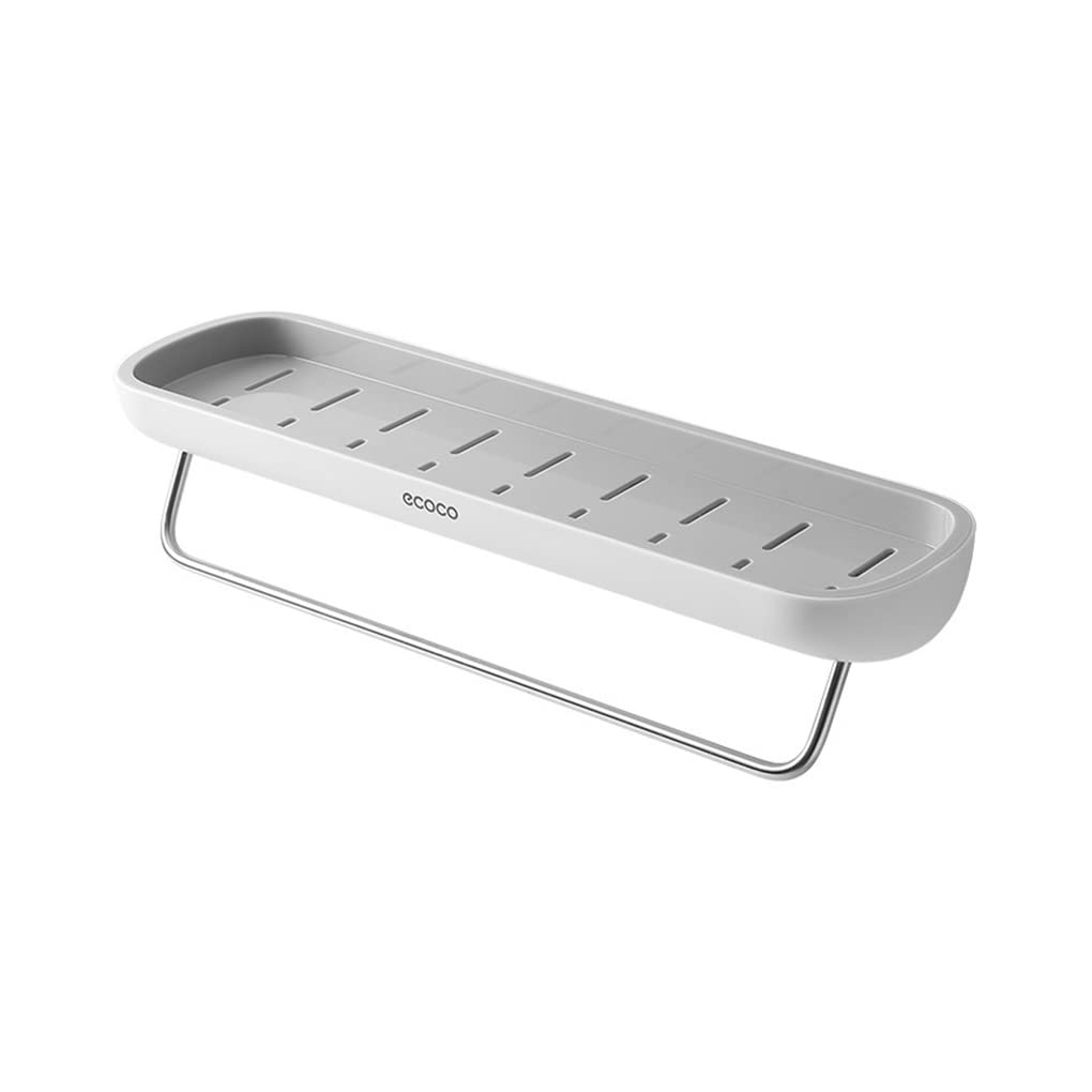 Wall Mounted Plastic Bathroom Towel Shelf Organizer - Rust-Proof Shower Storage Rack with Drain Holes for Towels & Toiletries | Perfect for Small Bathroom Organization & Space Saving