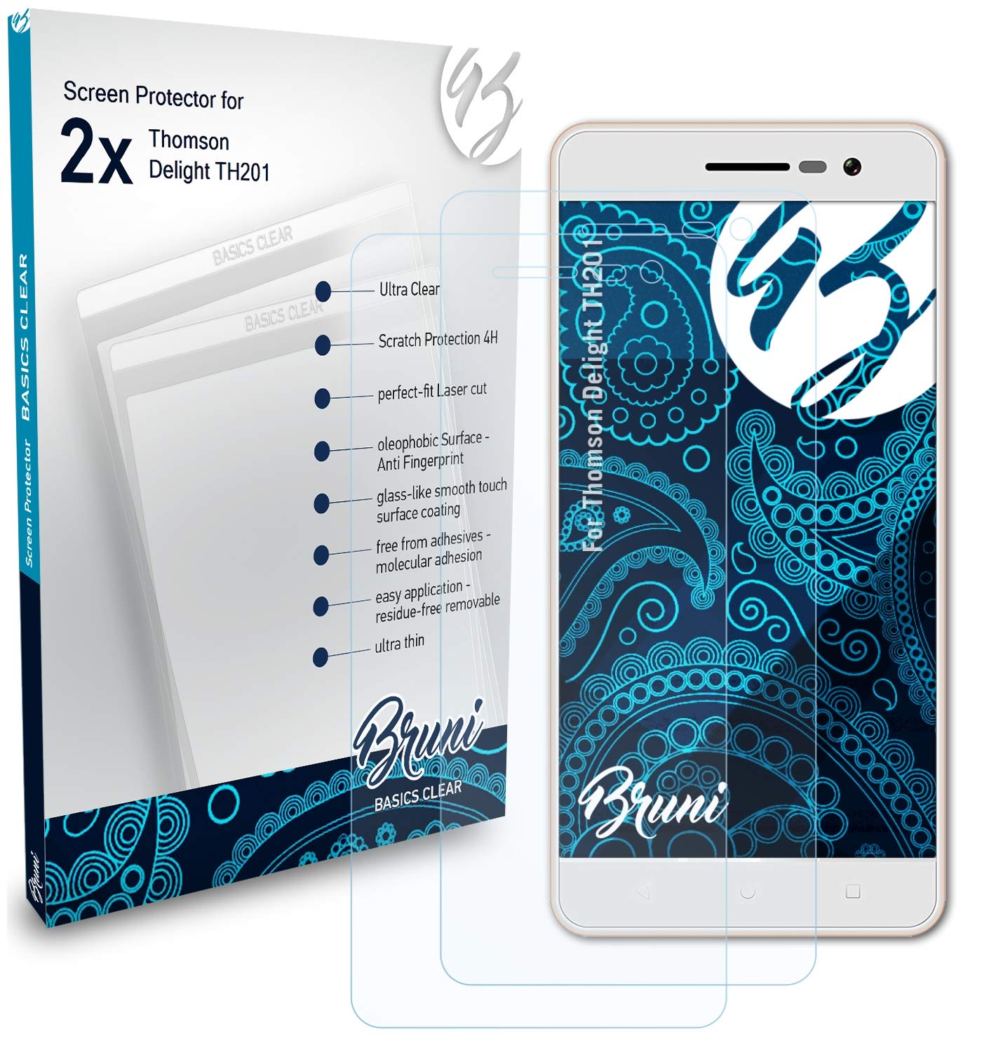 Bruni Premium Crystal Clear Screen Protector (2-Pack) for Thomson Delight TH201 Tablet - Anti-Scratch & Bubble-Free Protection for Work, Travel & Daily Use