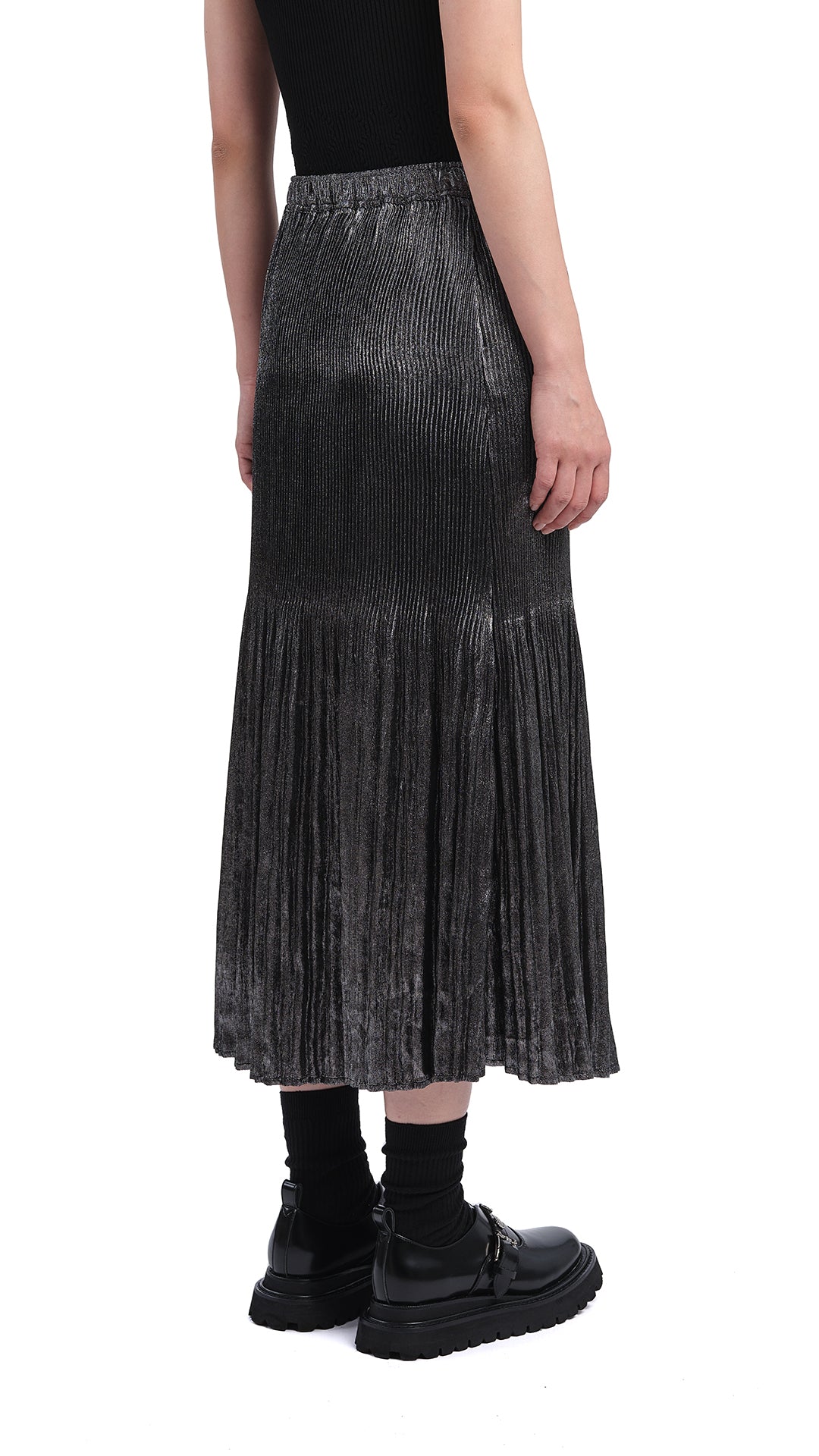 Shiny Metallic Skirt for Women - High Waist Party Mini Skirt with Side Slit - Perfect for Night Out, Club Wear, and Festival Fashion