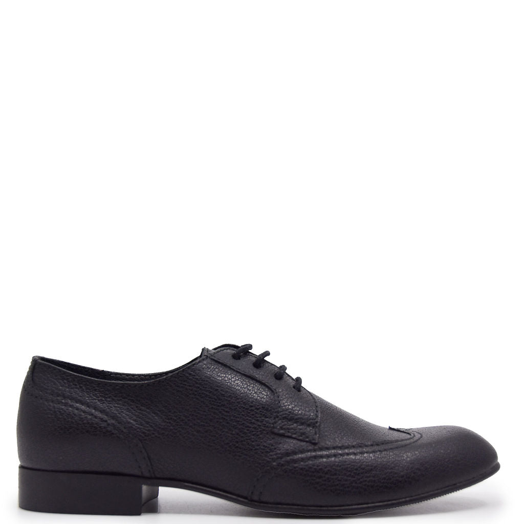 Beberlis Men's Black Leather Wingtip Dress Shoes for Business & Formal Occasions - Comfortable Oxford Shoes for Work, Weddings & Office Wear