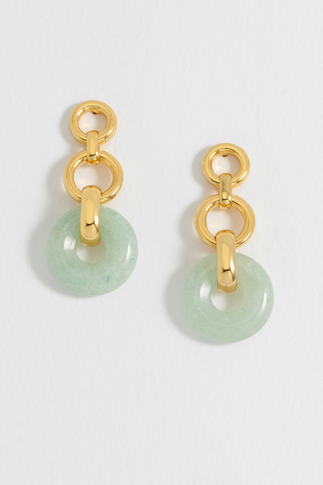 Green Quartz Graduated Round Link Drop Earrings for Women – Elegant Dangle Jewelry for Party, Wedding & Evening Wear