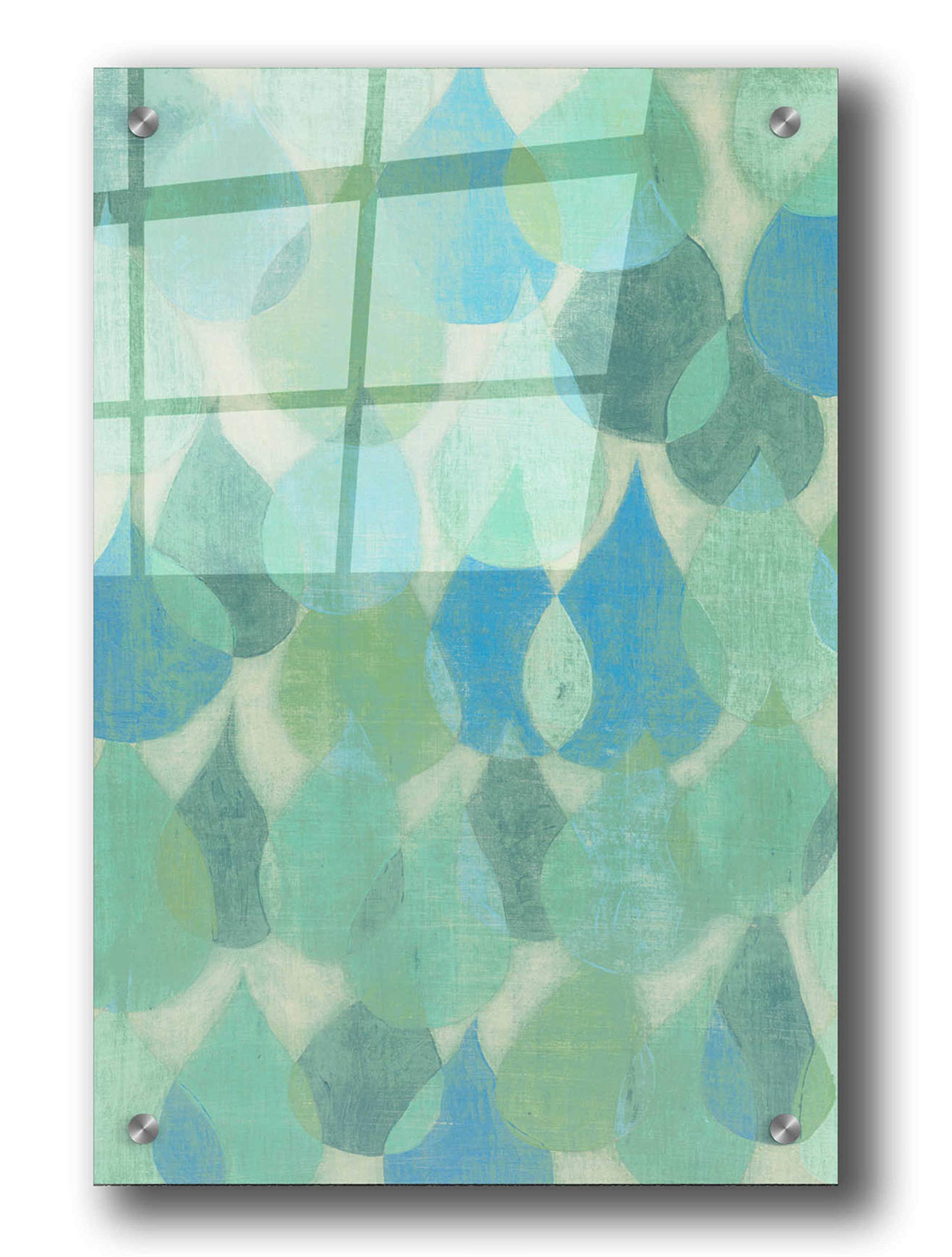 Grace Popp 'Rain Drops II' Acrylic Glass Wall Art - 24x36 Inches Modern Abstract Painting for Living Room, Bedroom & Office Decor
