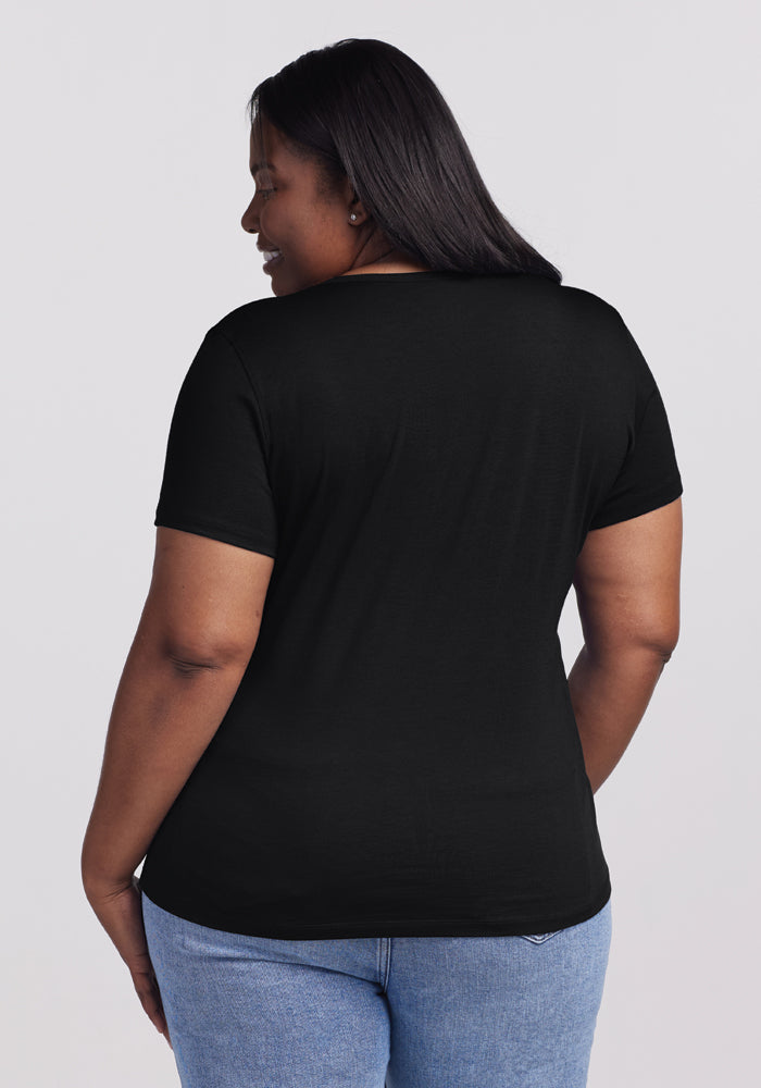 Liza Crew Neck T-Shirt for Women - Soft Cotton Basic Tee in Black | Casual Everyday Wear, Layering Essential & Street Style Outfits