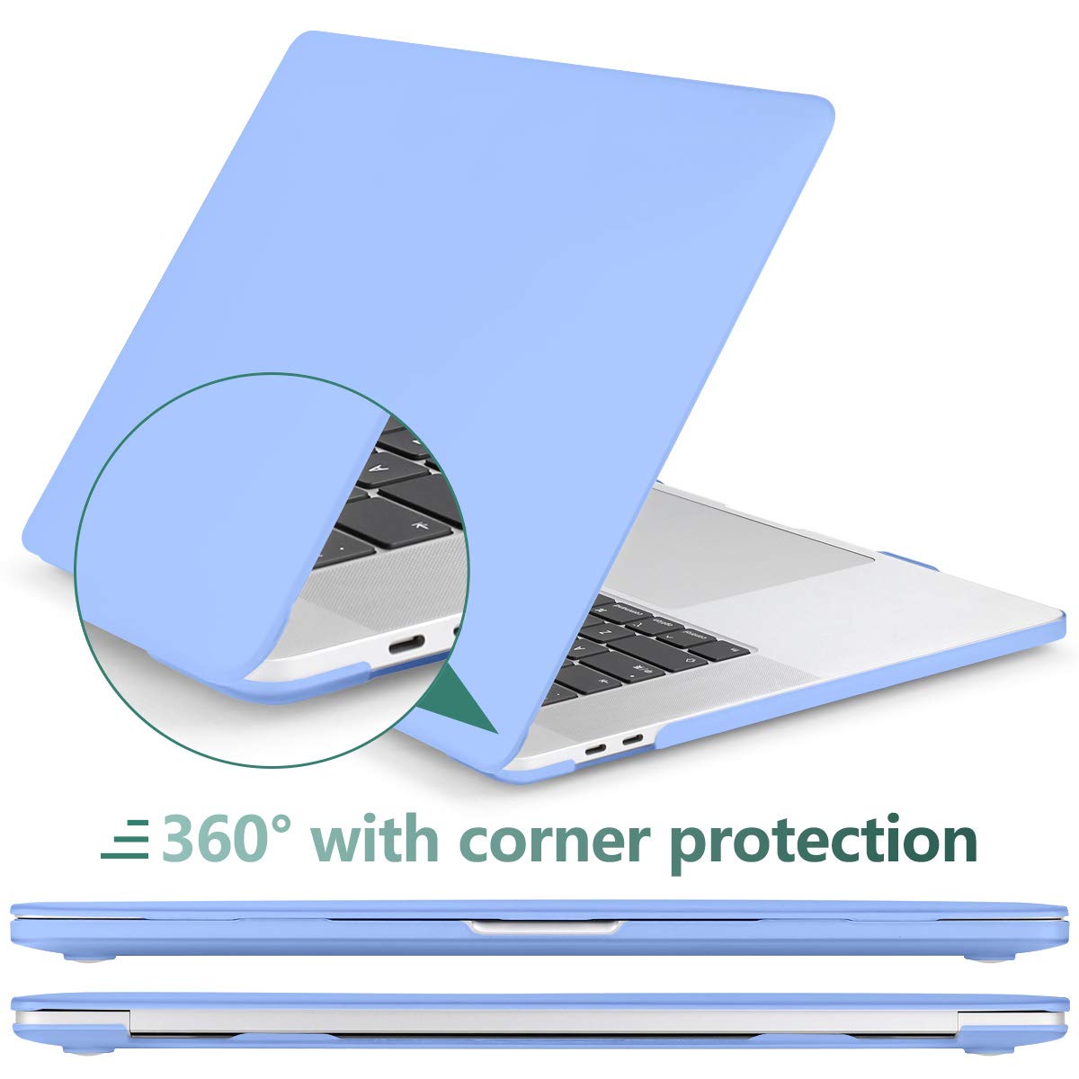 DONGKE Matte Plastic Hard Shell Case & Keyboard Cover Compatible with MacBook Pro 16 inch 2020 2019 Model A2141 - Fits Retina Display & Touch Bar with Touch ID - Serenity Blue - Perfect for Office, Travel & Home Use