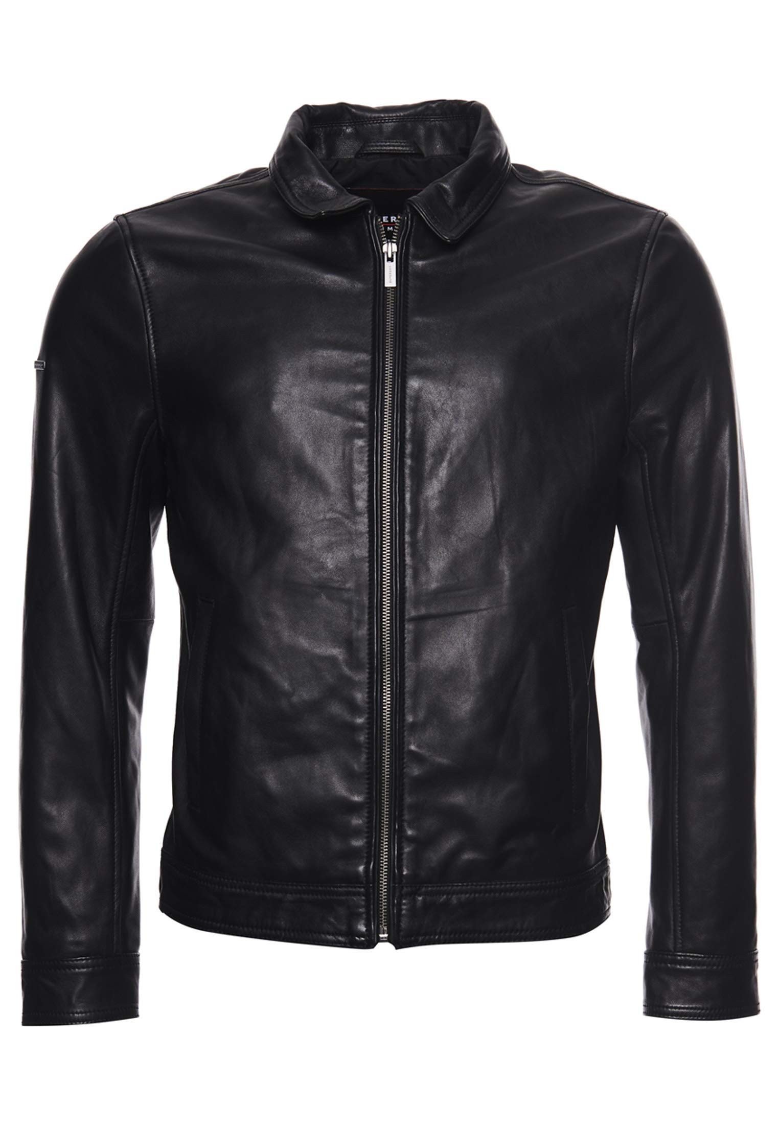 Superdry Men's Curtis Lightweight Leather Jacket - Stylish & Durable Biker Jacket for Casual Wear, Motorcycle Riding & Outdoor Adventures