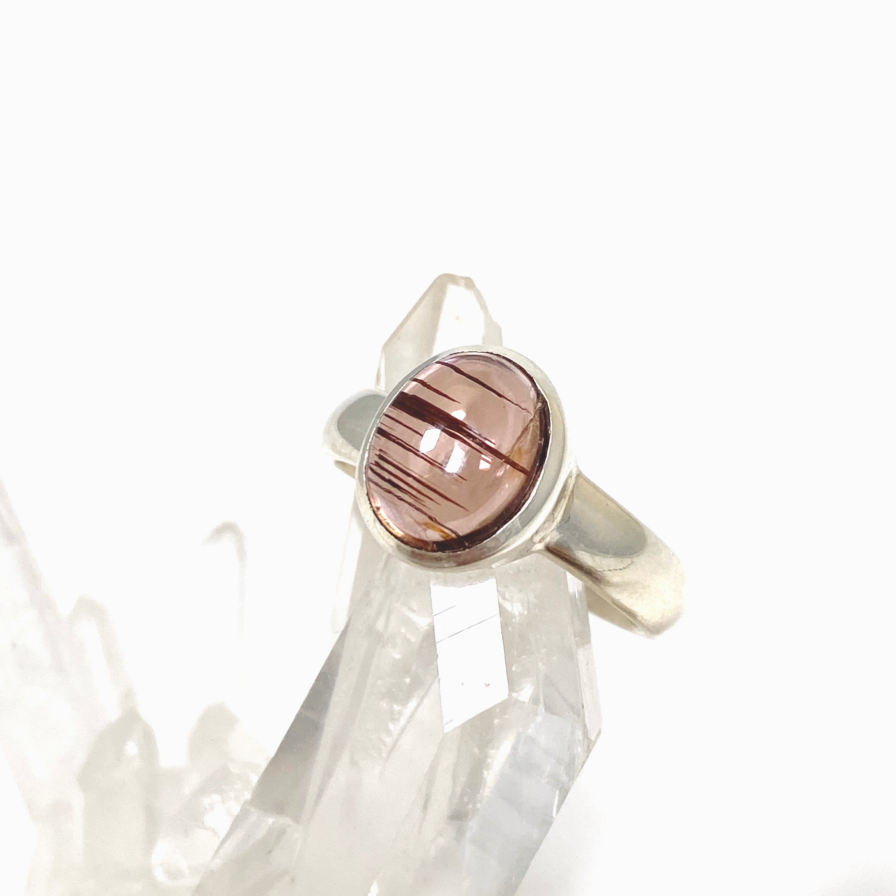 Pink Tourmaline Oval Cabochon Ring - Size 8 - Sterling Silver Women's Jewelry - Perfect for Valentine's Day Gifts & Anniversary Presents
