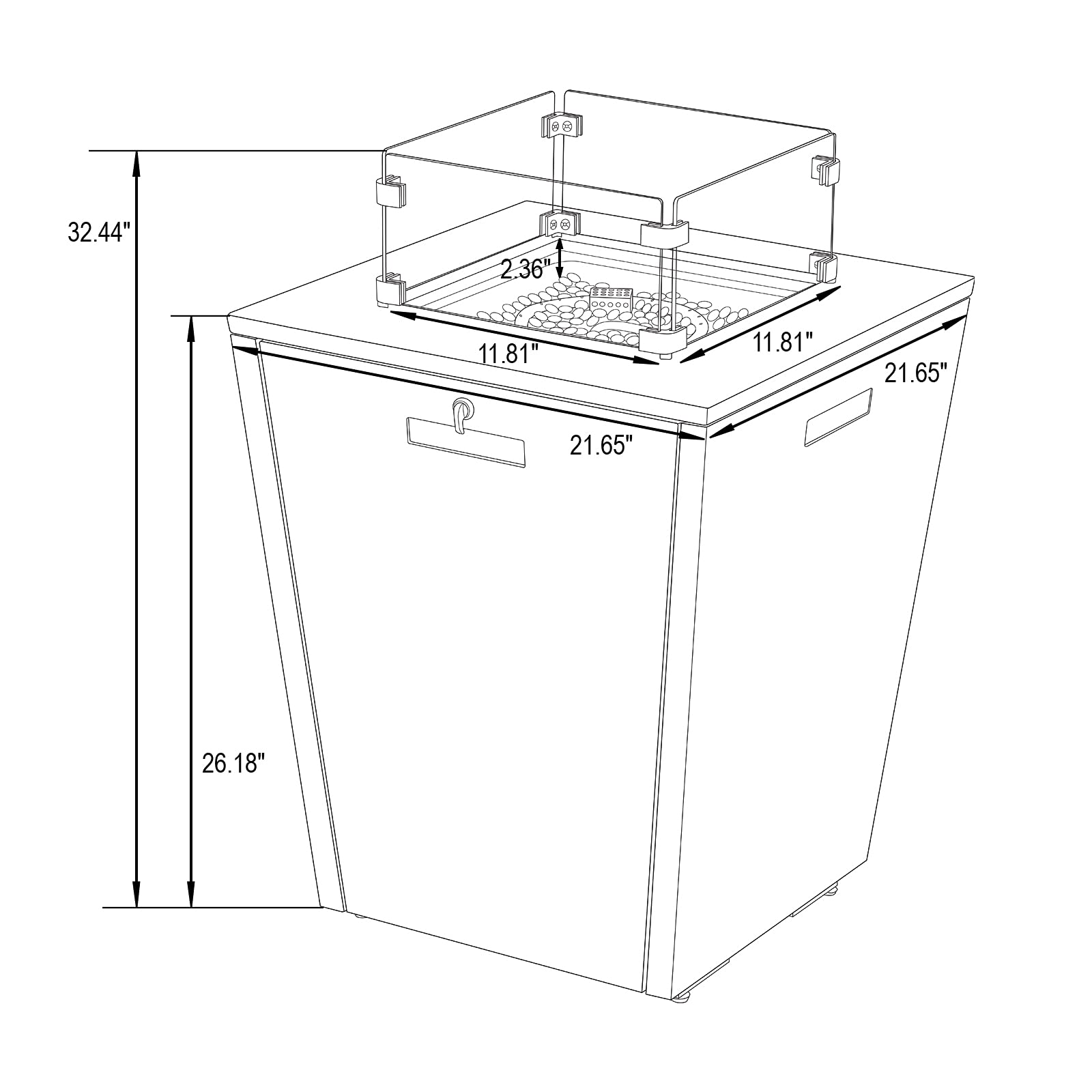 LeisureMod Chelsea Aluminum Patio Modern Propane Fire Pit Side Table - White Outdoor Furniture for Backyard, Deck, Garden & Poolside Relaxation
