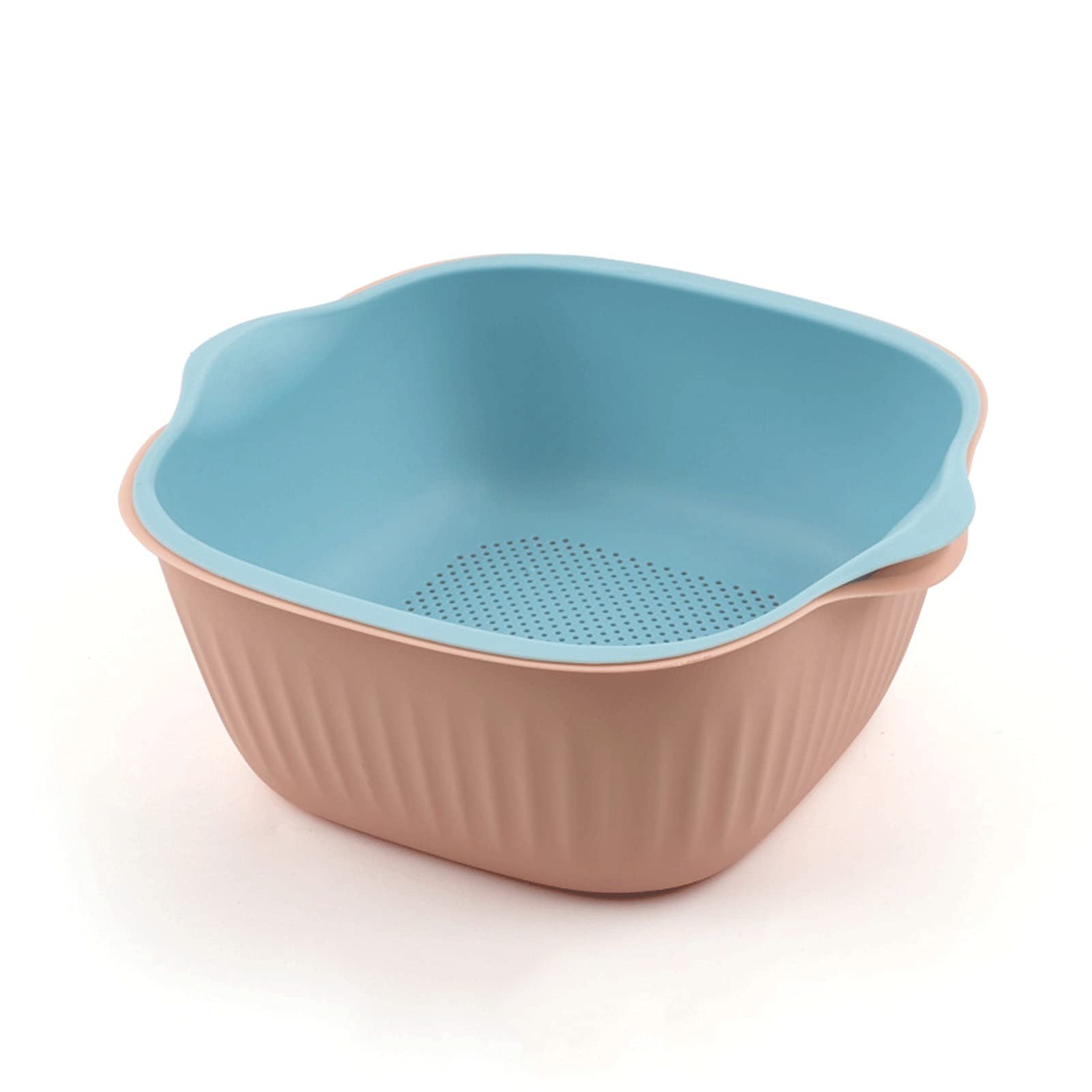 Double Layer Vegetable Filter Basket - Kitchen Colander for Washing Fruits, Vegetables & Rice - Durable Resin Draining Basket for Household Use | Perfect for Meal Prep, Salad Making & Healthy Cooking