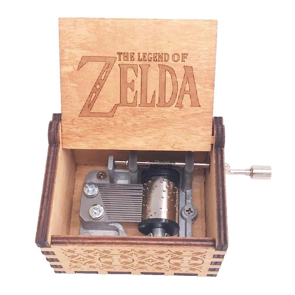 The Legend of Zelda Hand Crank Music Box - Wooden Carved Ocarina of Time Song of Storms Musical Box, Brown | Perfect for Zelda Fans, Gaming Room Decor & Collectible Gift