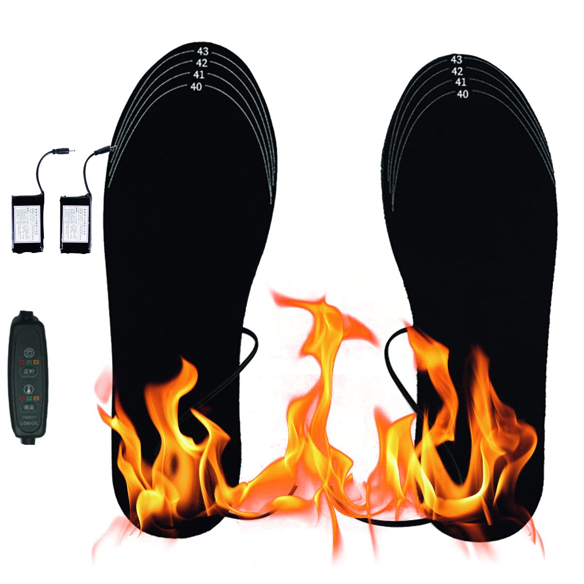 Electric Heated Insoles with Remote Control - 4000mAh Rechargeable Battery, Soft & Warm Foot Warmers for Skiing, Hiking & Winter Outdoor Activities - Perfect for Cold Weather Comfort