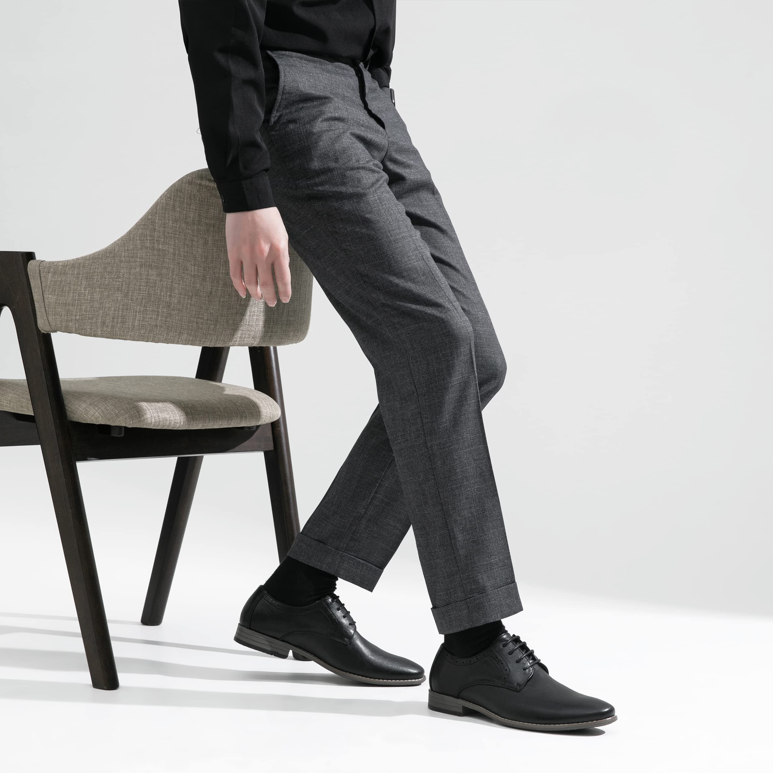 Jousen Men's Oxford Plain Toe Dress Shoes - Classic Formal Derby Shoes for Business, Office & Wedding Occasions