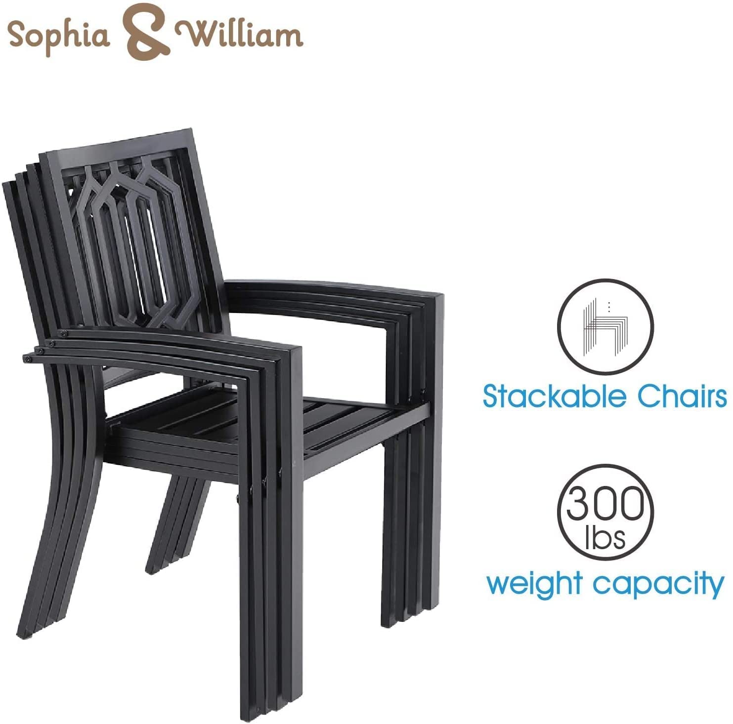 Sophia & William 7-Piece Outdoor Patio Dining Set - 6-Person Rectangular Metal Table with 4 Dining Chairs & 2 Swivel Chairs - Durable Garden Furniture for Backyard, Lawn, Deck & Poolside Entertaining