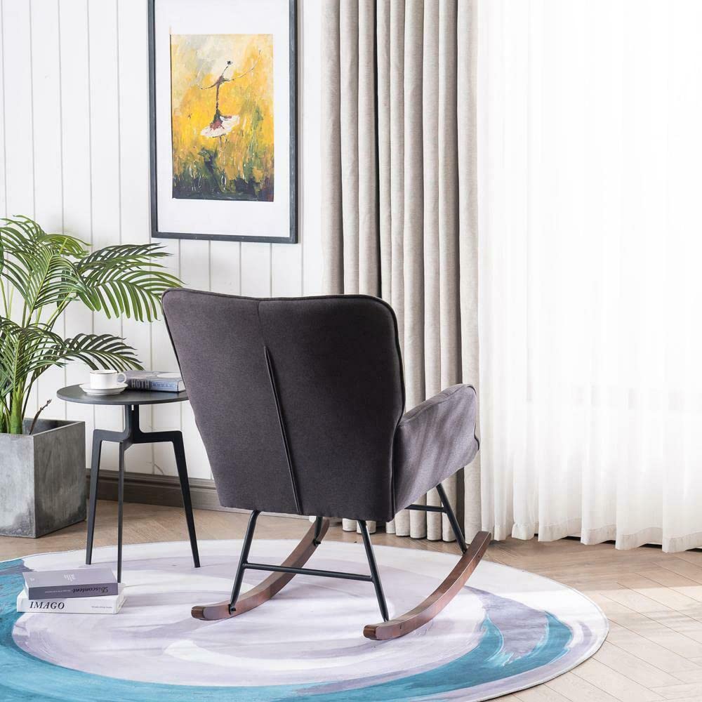 Comfortable Upholstered Recliner Rocking Chair - Adjustable Lounge Armchair for Living Room, Bedroom & Nursery - Perfect for Relaxing, Reading & Nursing - Mikalo Rocker Recliner with Soft Cushions