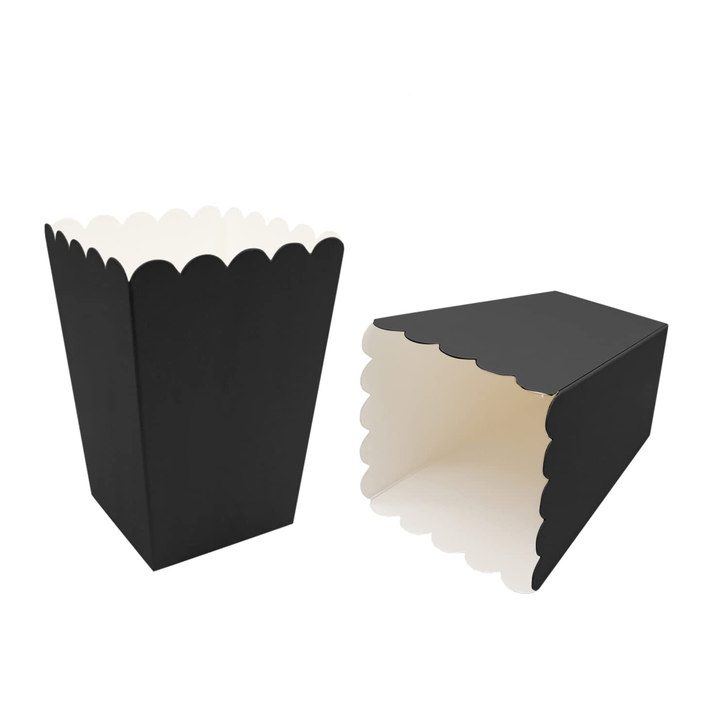 24 Pcs Black Mini Paper Popcorn Boxes - Cardboard Popcorn Containers for Movie Nights, Birthday Parties & Carnival Events