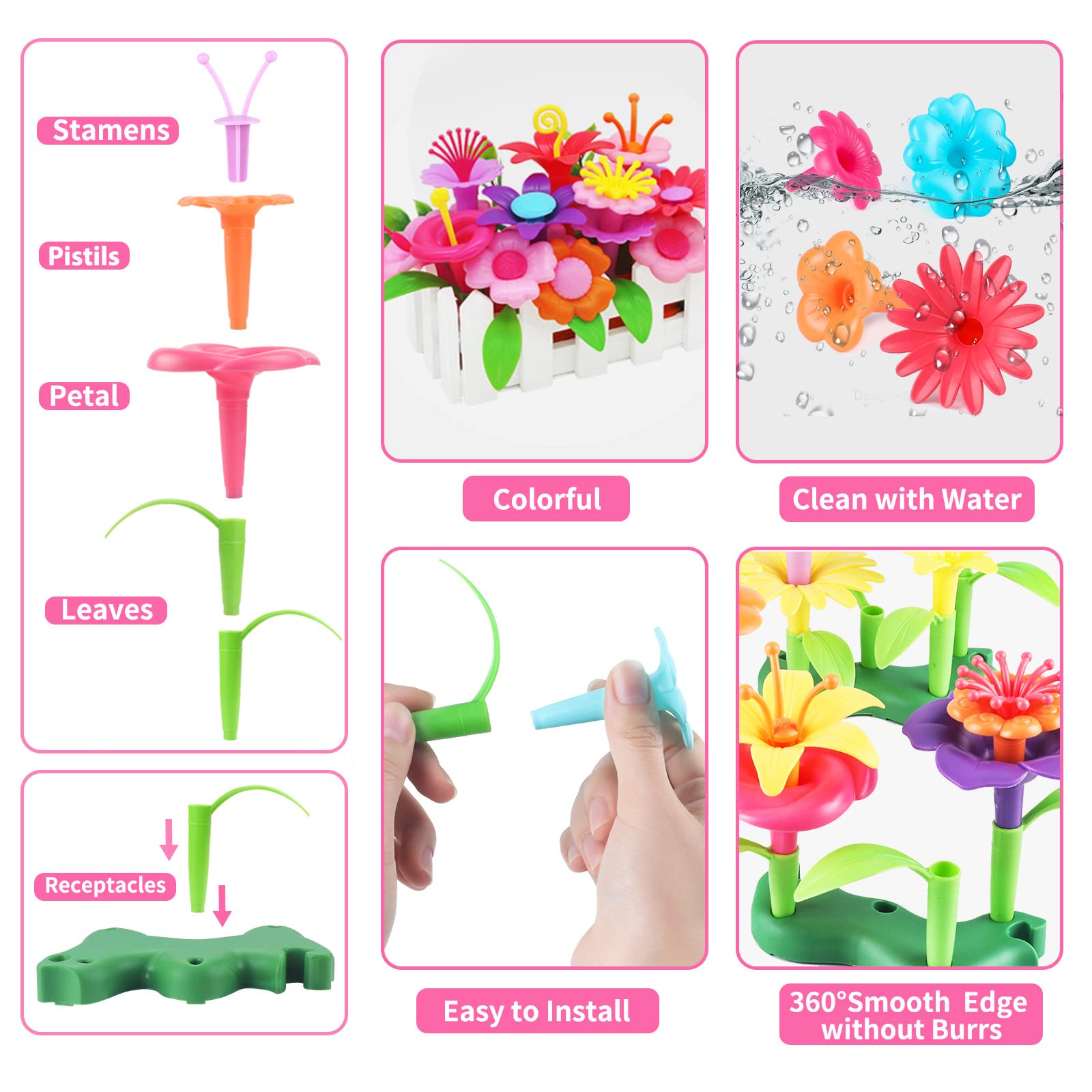 **CENOVE STEM Flower Garden Building Toy for Kids Ages 3-7 - Educational Preschool Activity with Carry Box - Perfect for Indoor Play, Birthday Gifts & Early Learning Development**