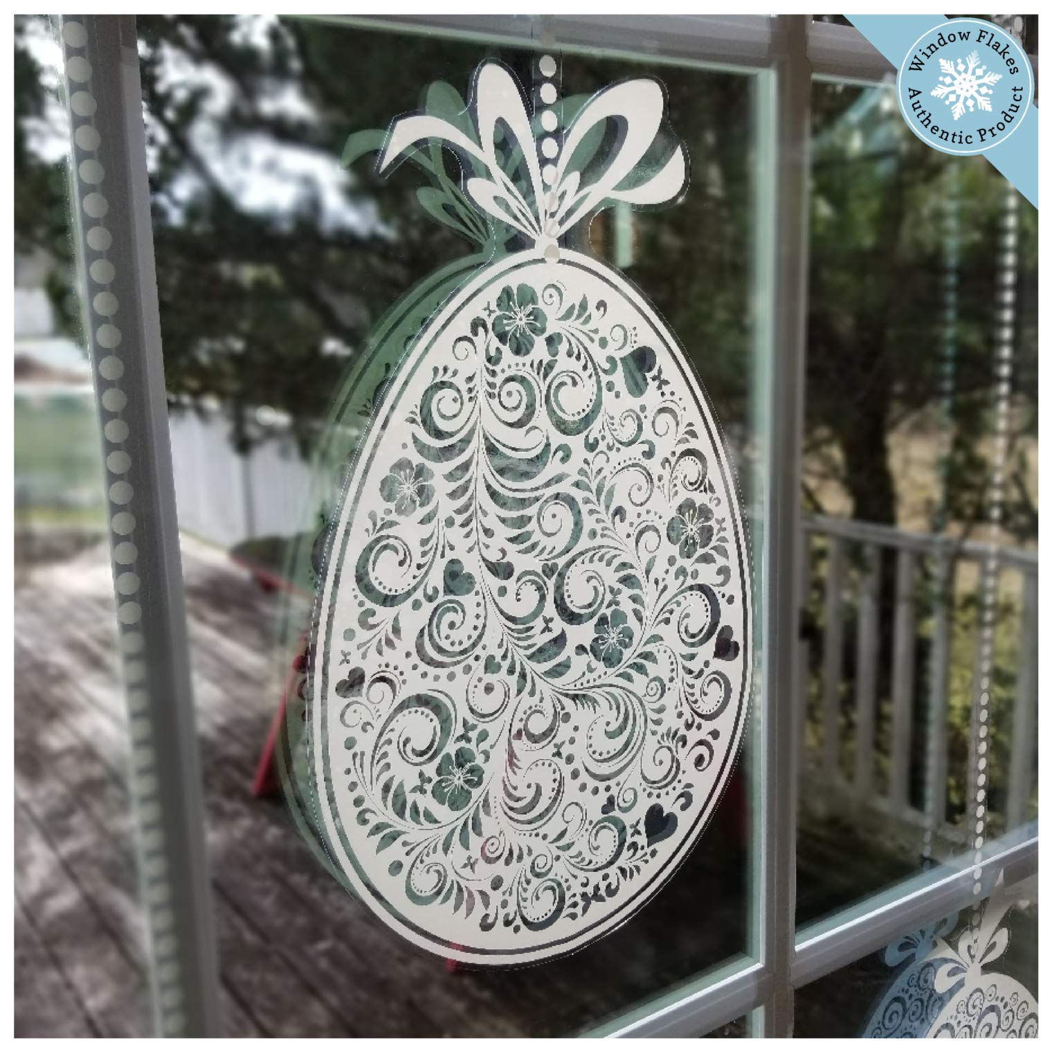 10 Large Beautiful Easter Window Clings - Hanging Egg Decals for Spring Home Decor - White Easter Egg Window Stickers for Holiday Party, Classroom & Nursery Decoration