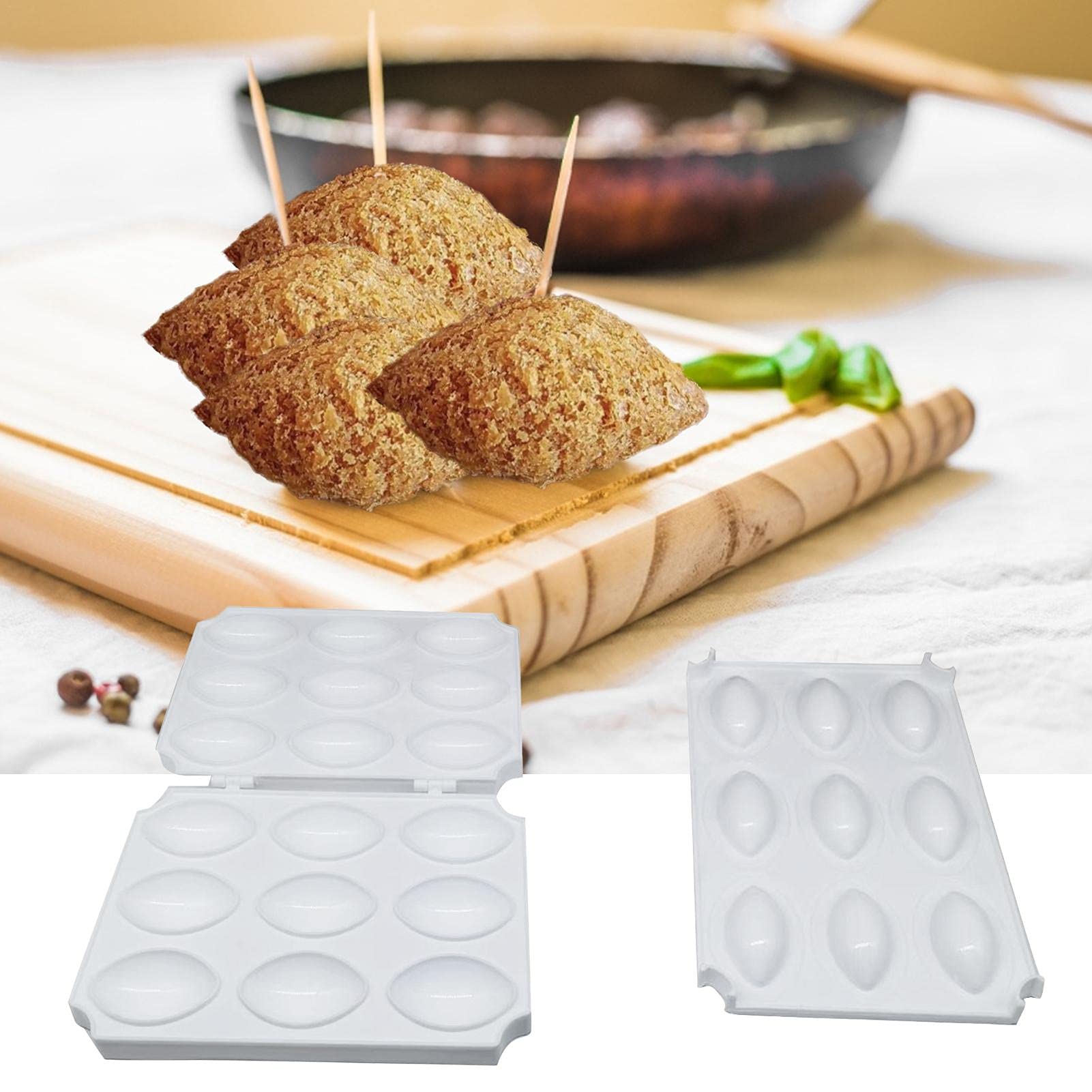 Greatideal 9-Grid Meatball Mold – Large Kibbeh Press Maker – Plastic Manual Meatloaf Press Tool for Homemade Fried Kibbeh – Perfect for Middle Eastern Cooking & Party Food Prep