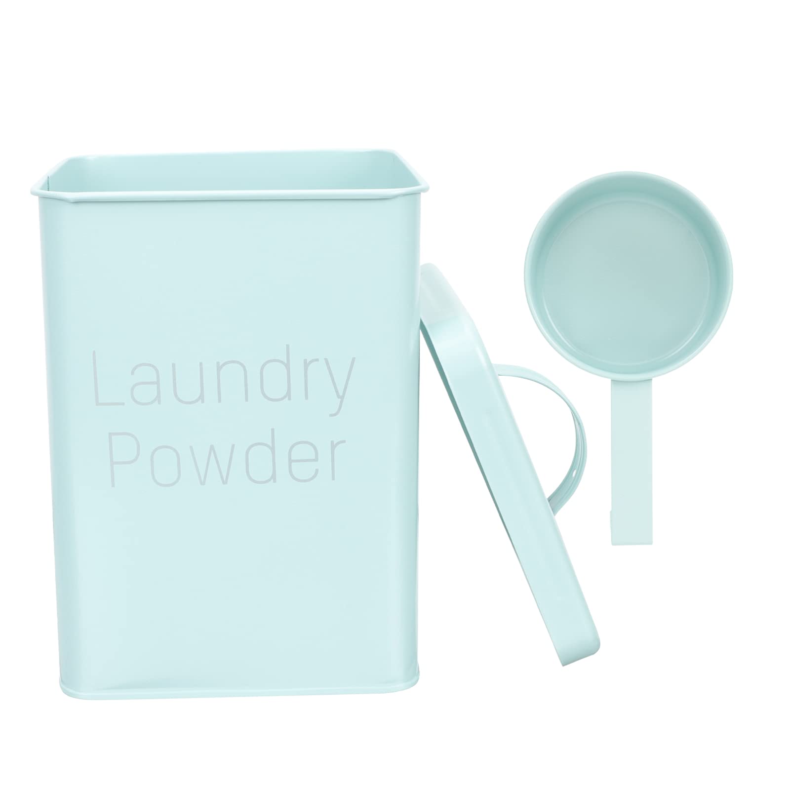 LUOZZY Metal Laundry Powder Container - Green Washing Powder Storage Bucket for Detergent | Durable & Rustproof for Laundry Room, Kitchen, or Utility Closet