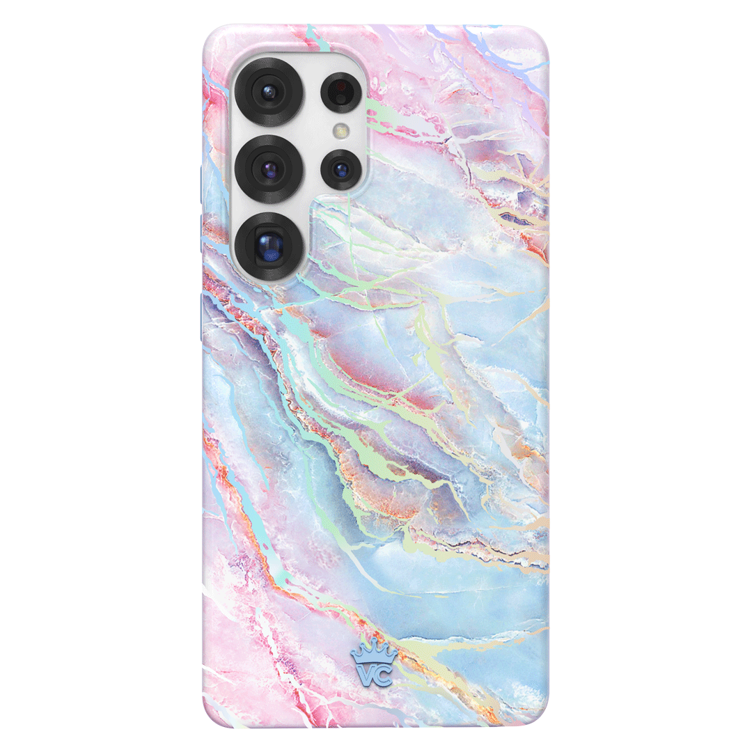 Holo Moonstone Marble Samsung Galaxy Phone Case - Protective Cover for Galaxy S21/S22/S23 Series - Stylish Glitter Design for Everyday Use & Special Occasions